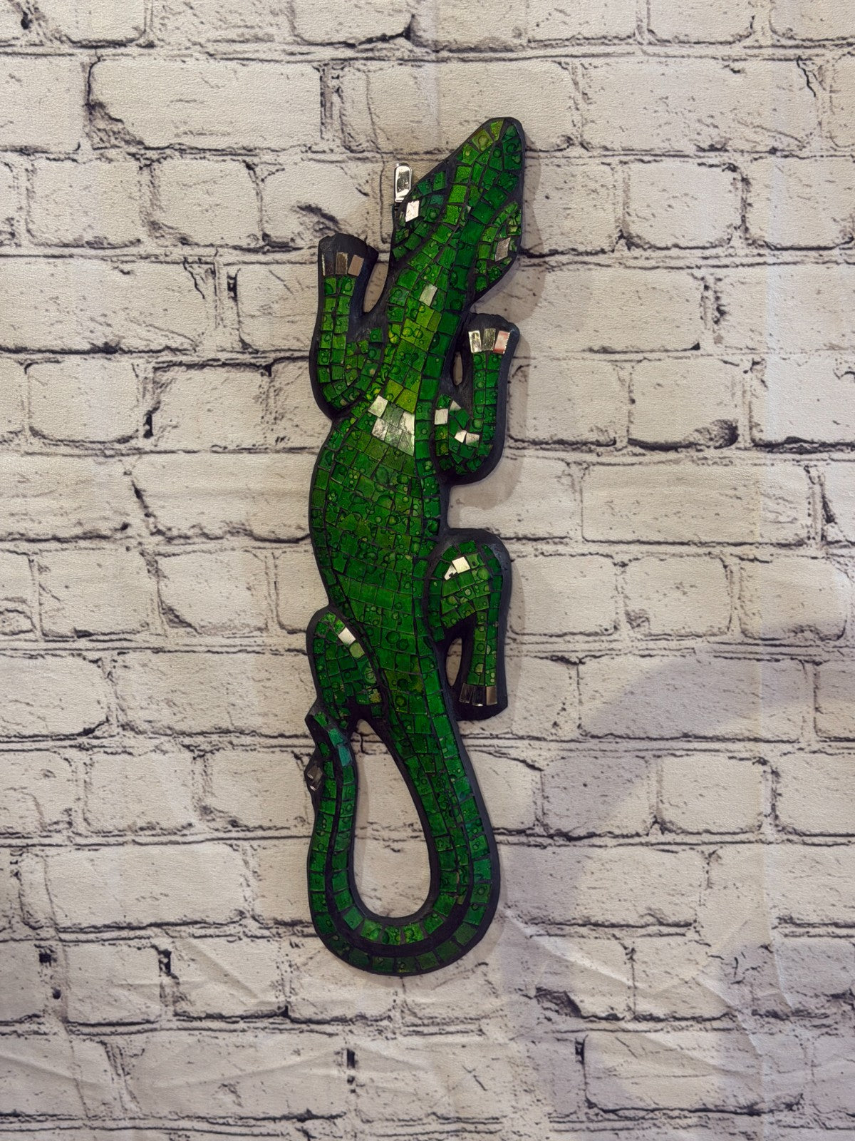 50cm Gecko Green Mosaic Wall Hanging Wooden Ornaments Wood Carving2