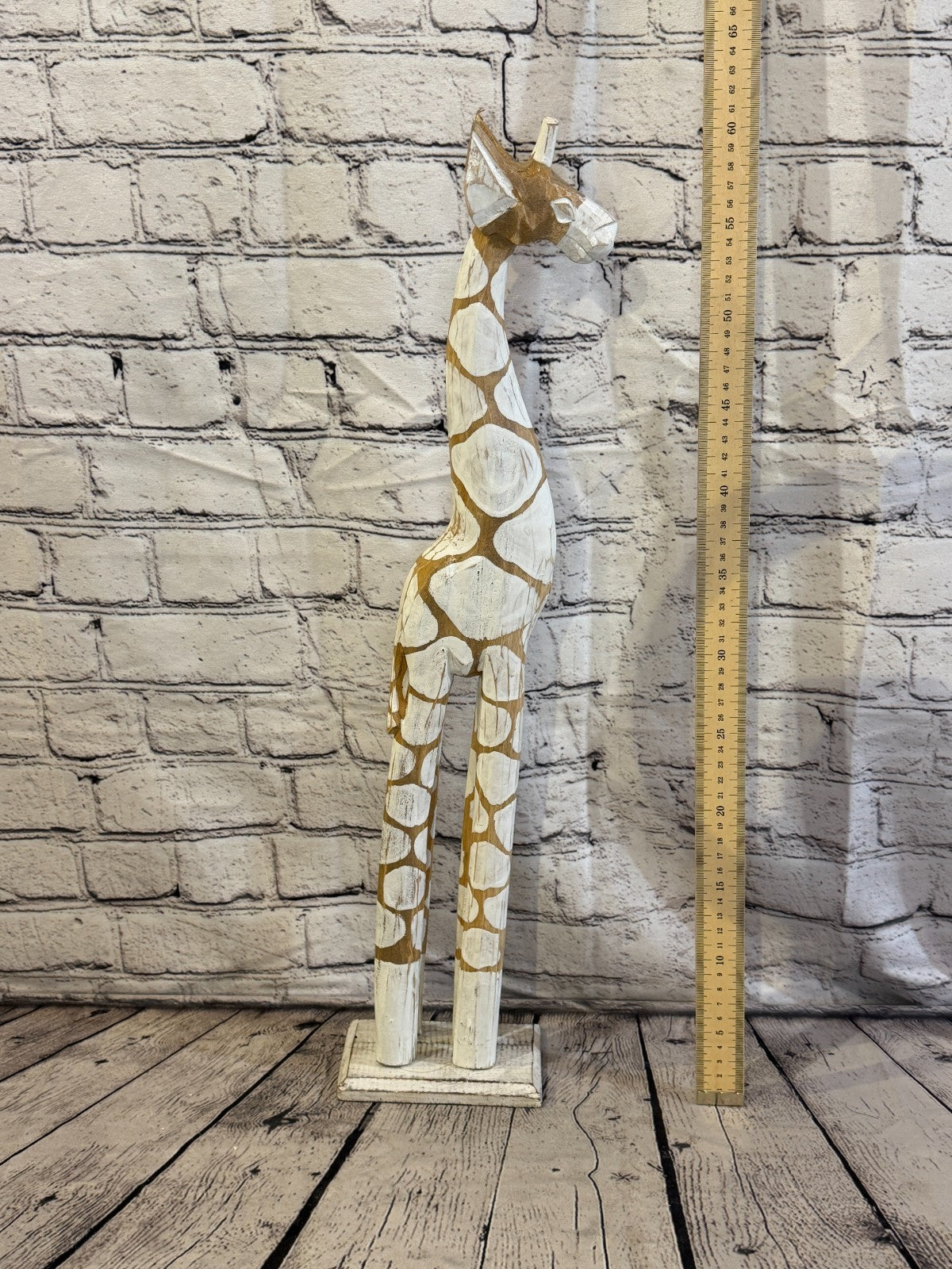 60cm White Dot Wooden Giraffe Standing Single Carved Solid Wood Giraffe Handmade5