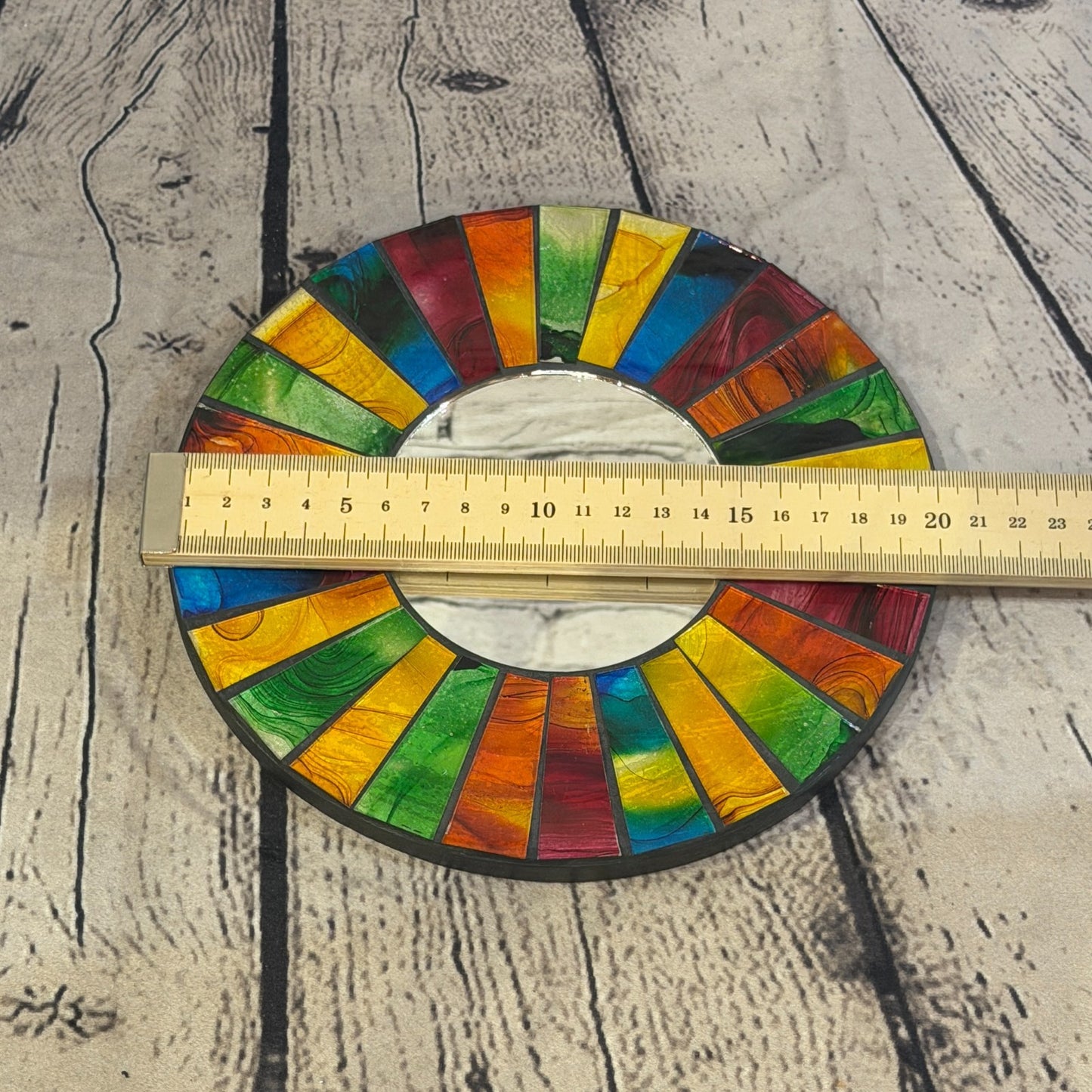 Rainbow Line Black Mosaic Tile Wall Mirror 20cm x 20cm 8 Inches Handmade3