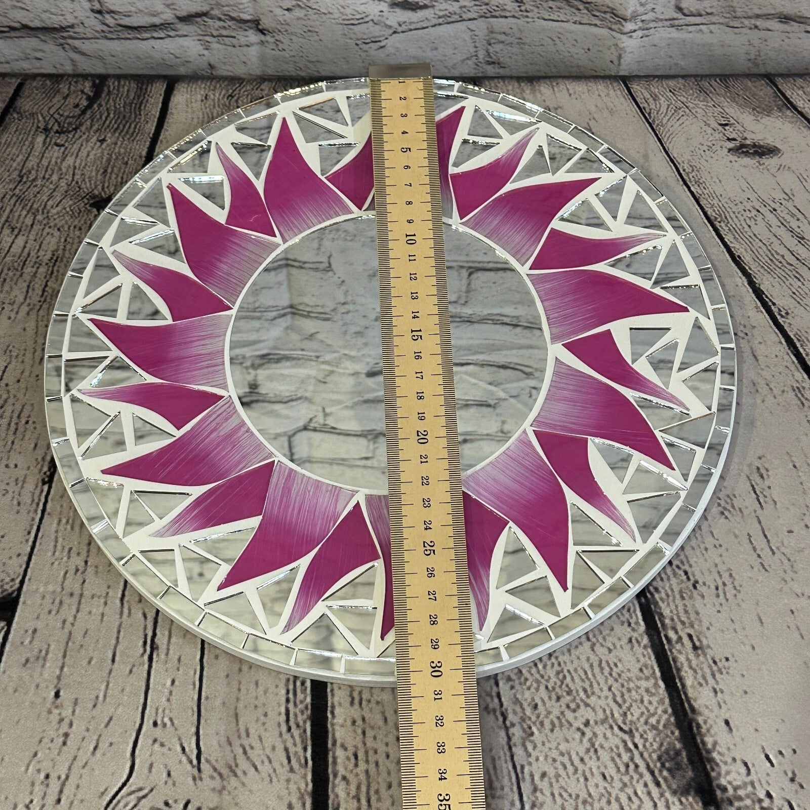 Pink Flame Sun Mosaic Tile Wall Mirror 30cm x 30cm 12 Inches Handmade New4