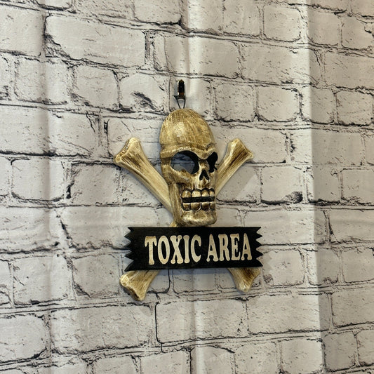 Skull & Crossbones Toxic Area Pirate Sign Door Plaque 20cm x 20cm Handmade0