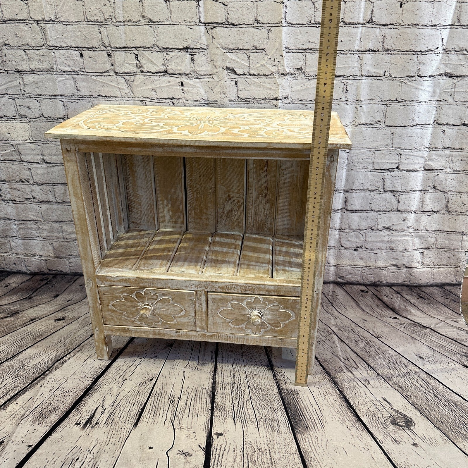 60cm x 60cm White 2 Draw Wooden Side Cabinet Living Hallway Storage Furniture5