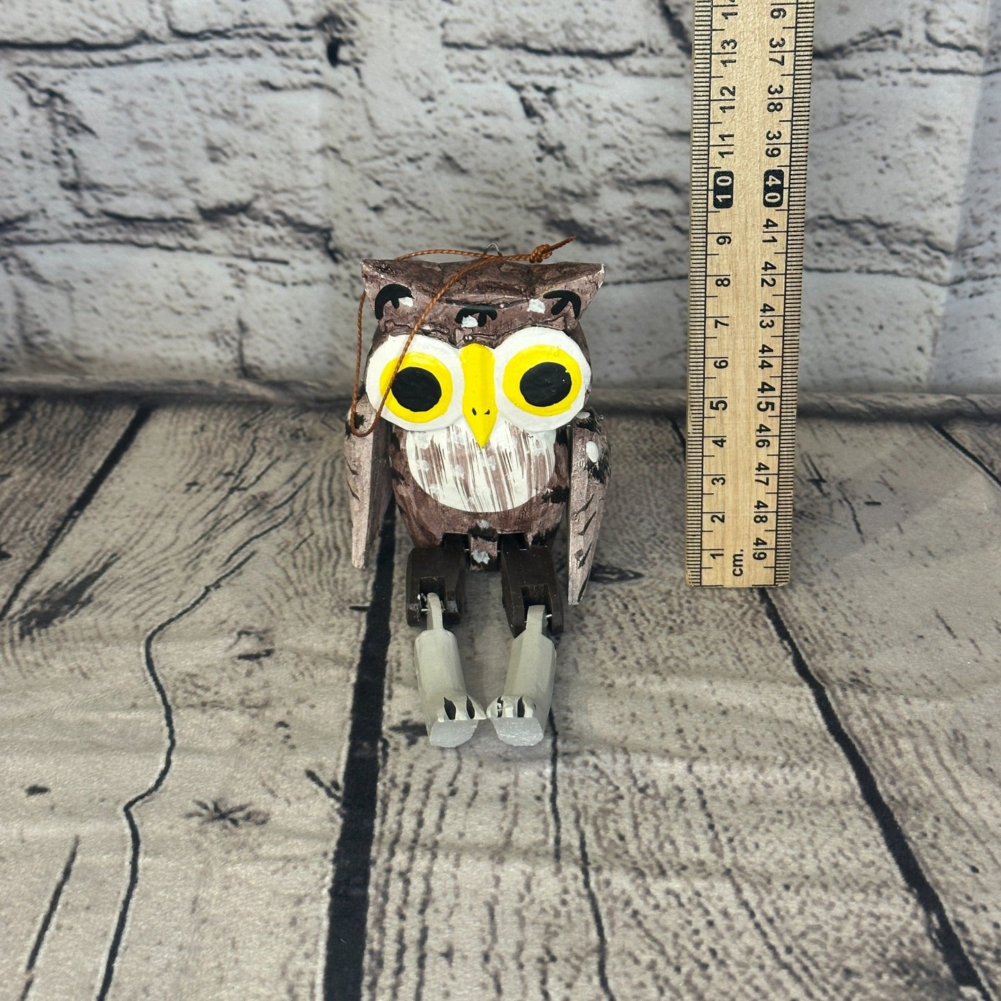 10cm Bright Owl Sitting Animal, Wooden Shelf Ornament Handmade and Fairtrade5