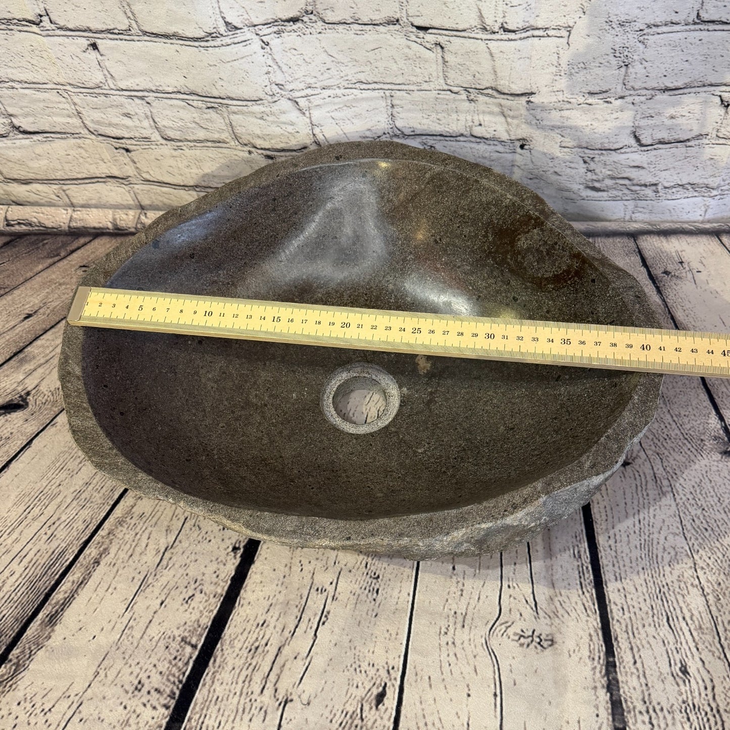41cm x 34cm Wash Basin Bathroom Counter Top Washing River Stone Bowl Sink No 207