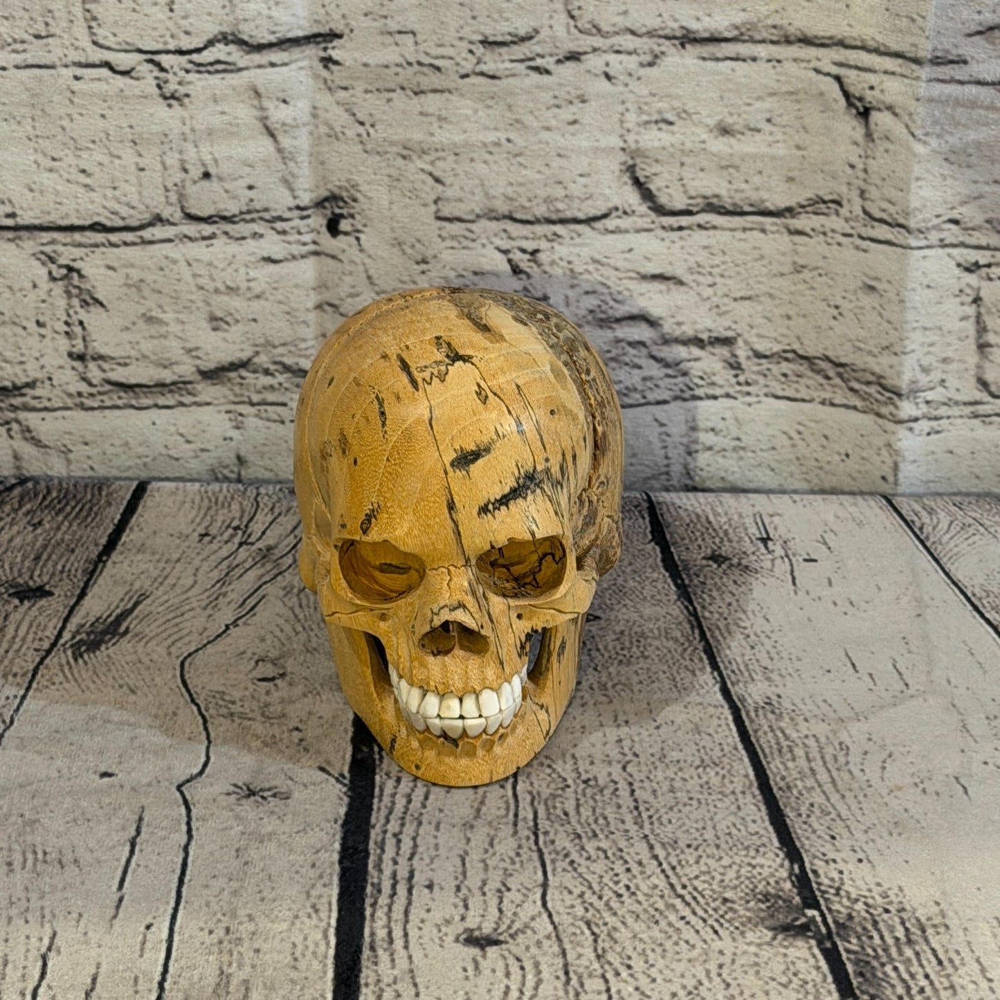 12cm x 12cm Realistic Human Skull Tamarind Wood Replica Moving Jaw Skeleton Head1