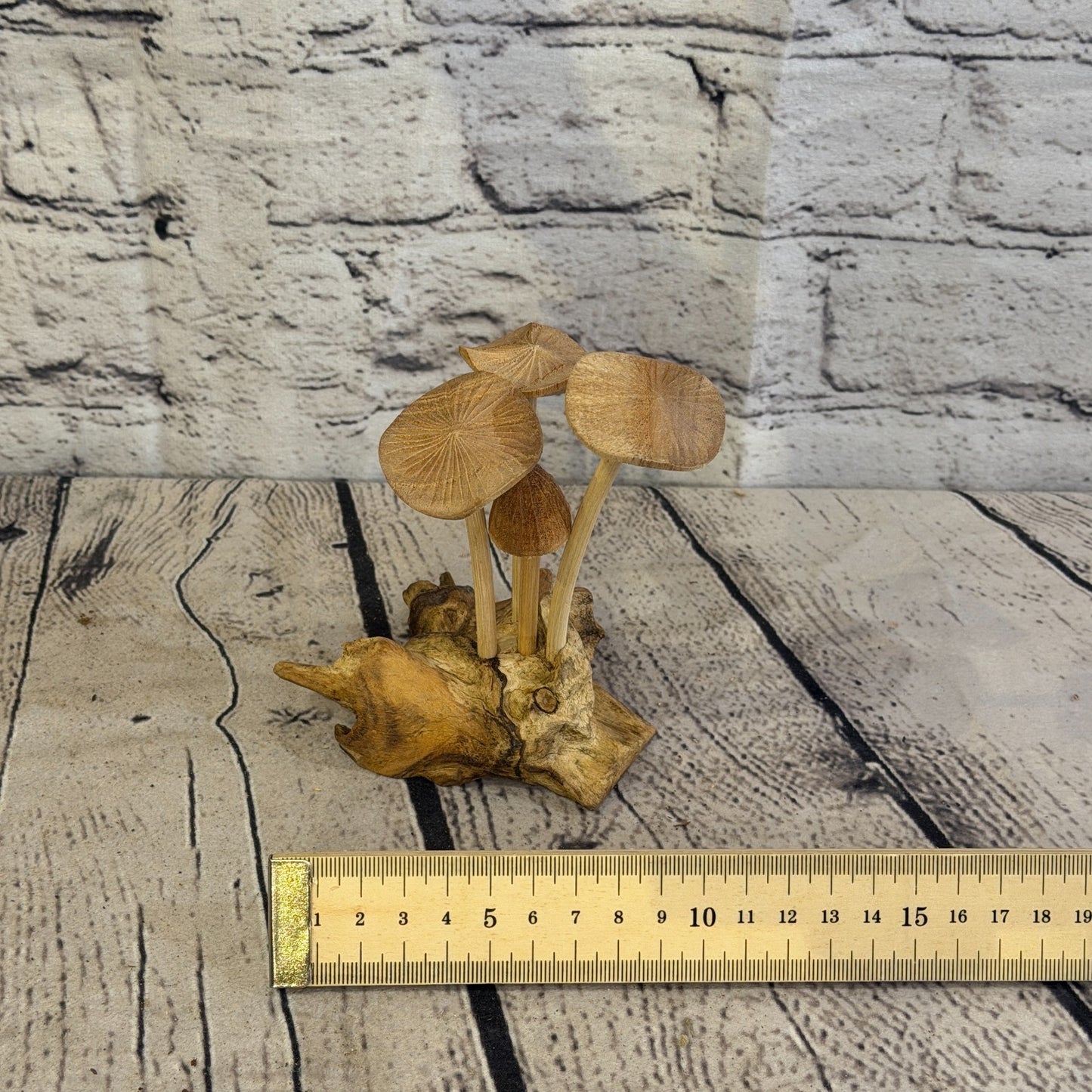 12cm Plain Mushroom Parasite Ornament Natural Carving Fairtrade Wooden6