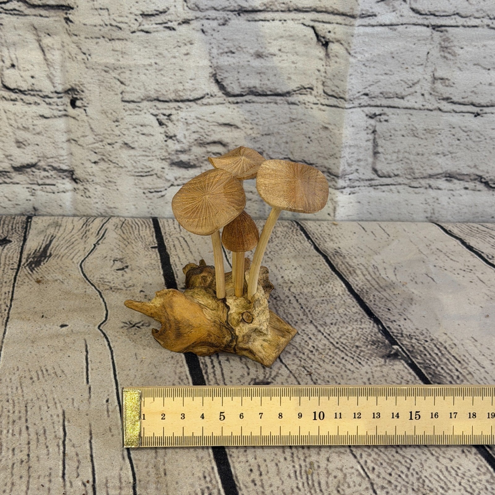 12cm Plain Mushroom Parasite Ornament Natural Carving Fairtrade Wooden6