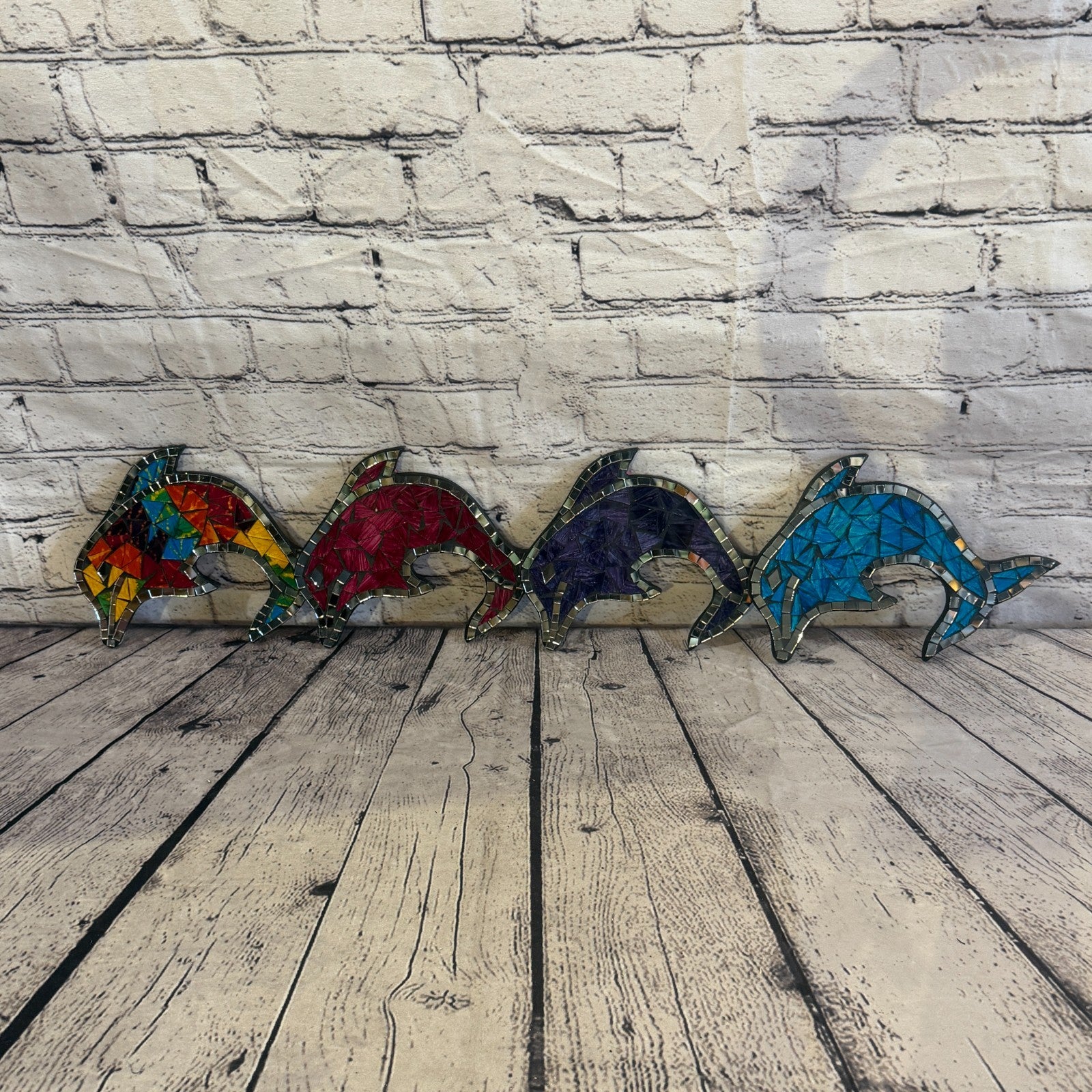 Blue Dolphin Fish Mosaic Tile Wall Mirror 20cm x 20cm Handmade New6