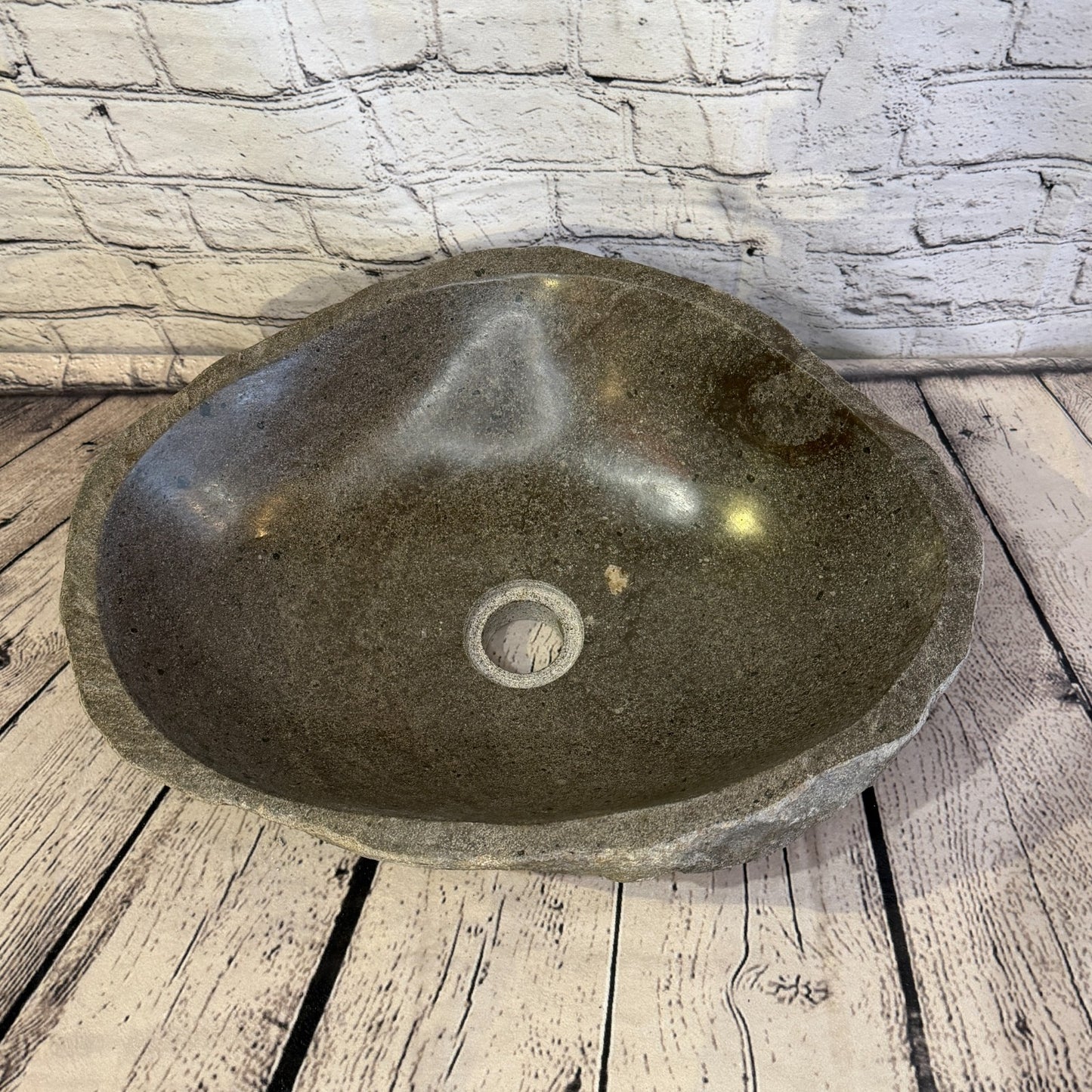 41cm x 34cm Wash Basin Bathroom Counter Top Washing River Stone Bowl Sink No 206