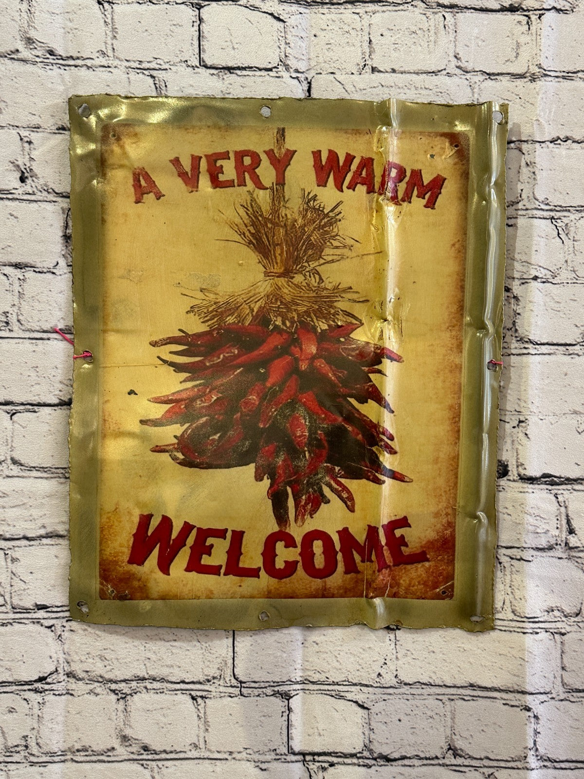 Red Chili Welcome Kitchen Sign Wall Plaque 42cm x 36cm Vintage Retro Tin Sign2