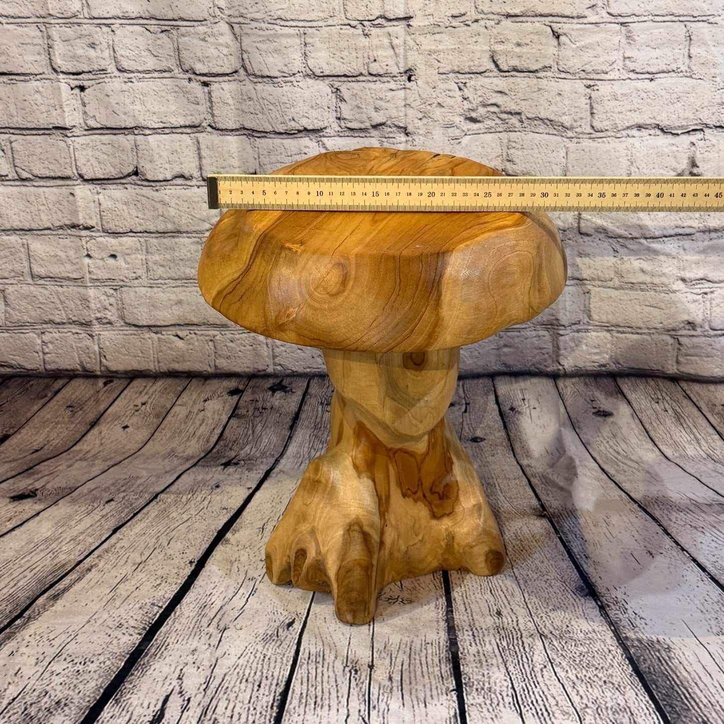 40cm x 30cm Flat Wooden Mushroom Toadstool Sculpture Garden Teak Root Ornament6