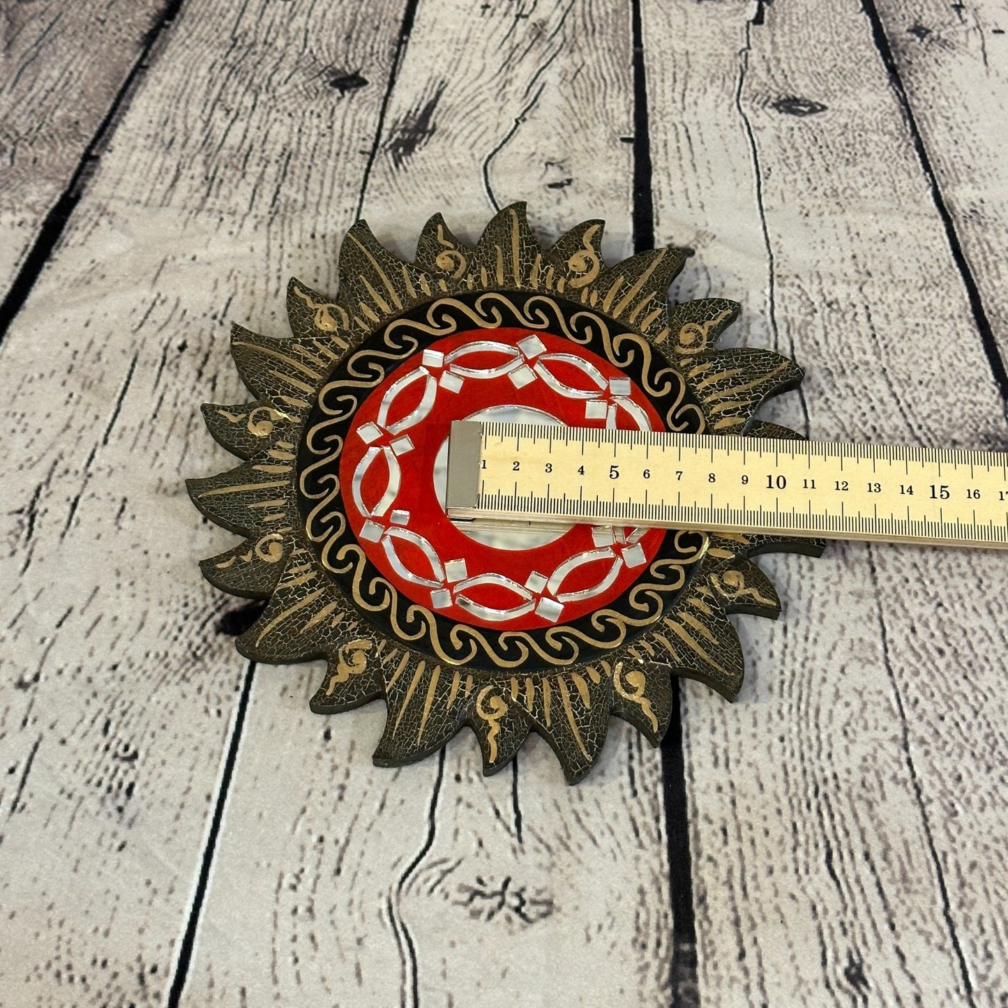 Red Rope Sun Mosaic Tile Wall Mirror 20cm x 20cm 8 Inches Handmade Fairtrade6