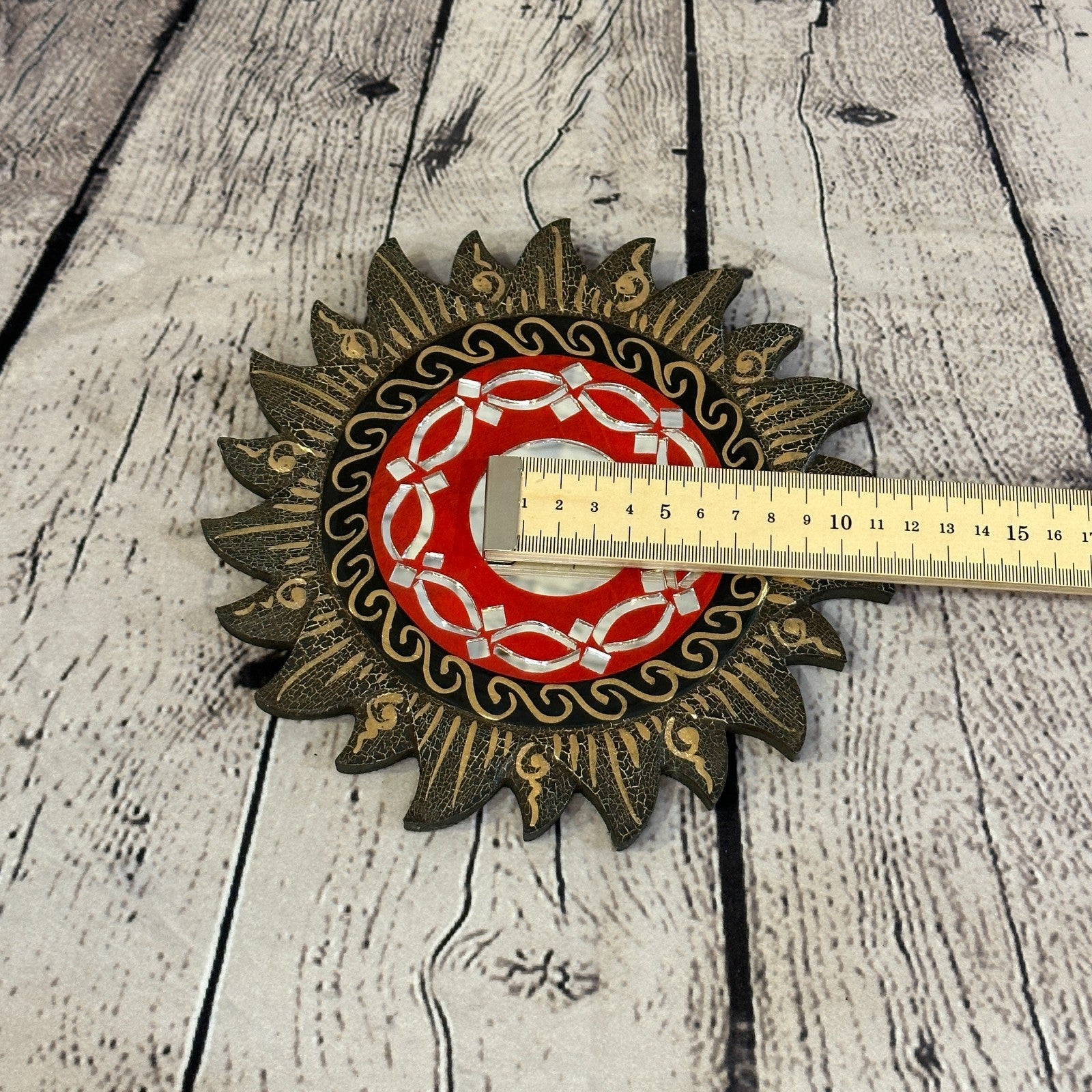 Red Rope Sun Mosaic Tile Wall Mirror 20cm x 20cm 8 Inches Handmade Fairtrade6