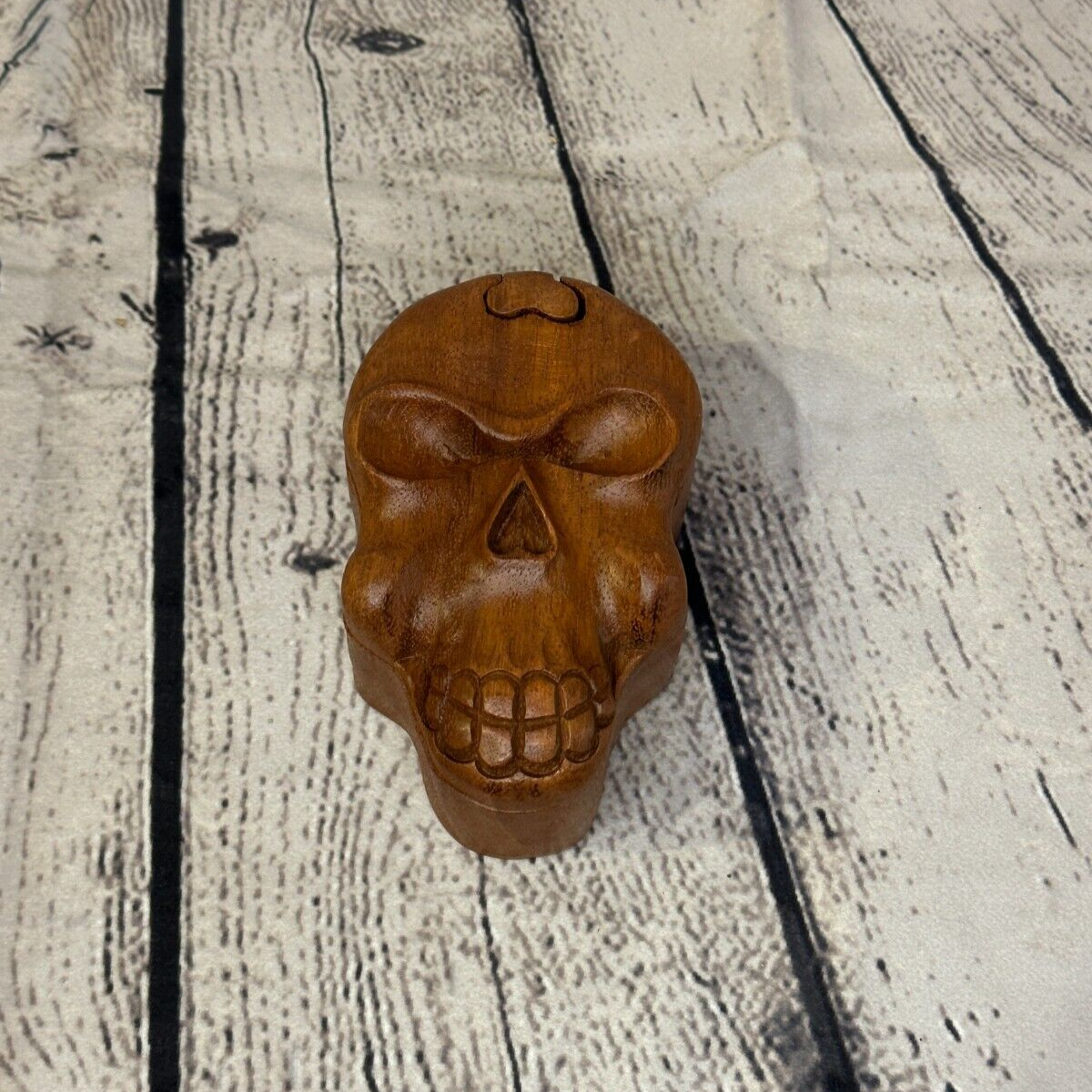 Skull Face Head 4 Bit Wooden Puzzle Box Secret Box Magic Trinket Handmade0