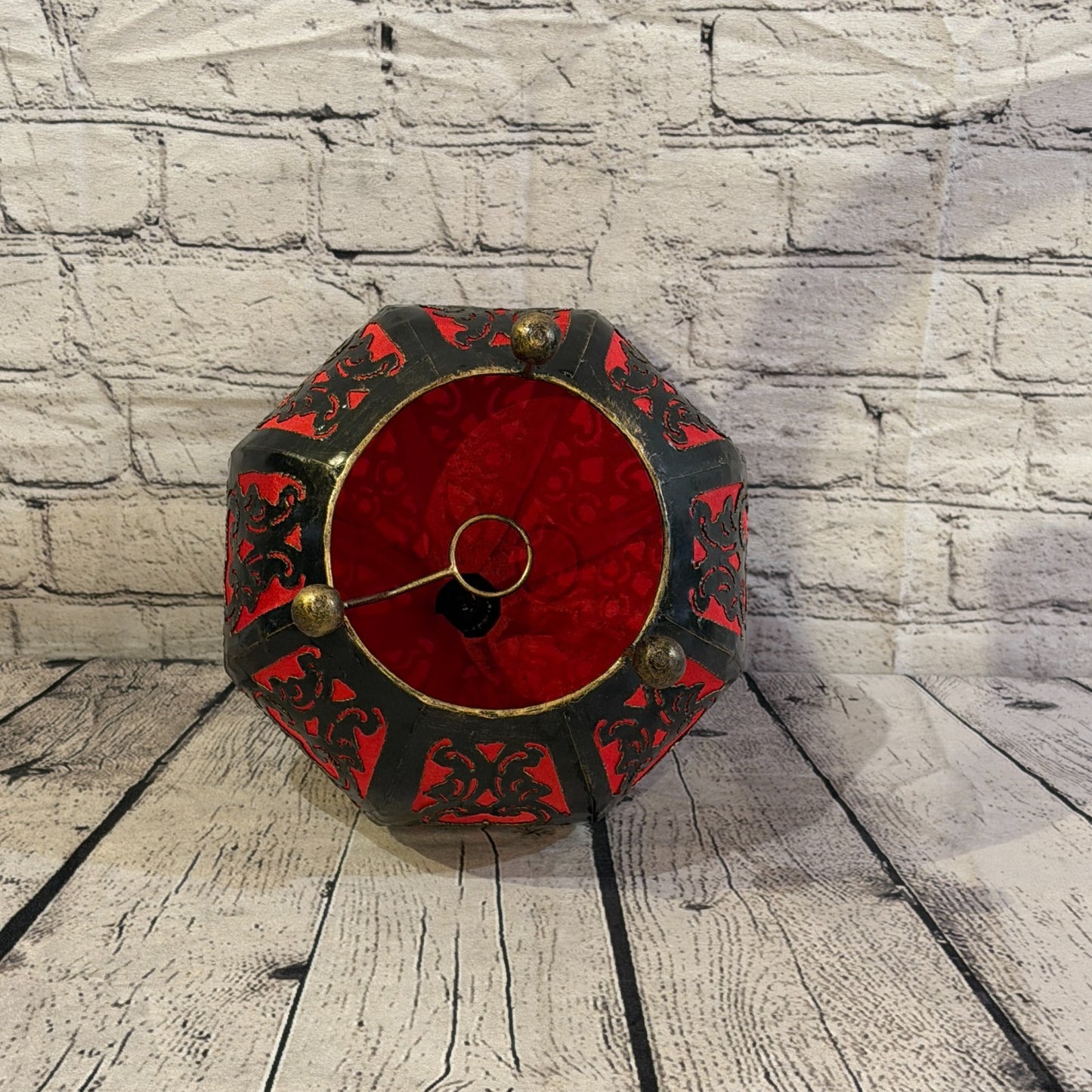 30cm x 20cm Metal Fabric Red Moroccan Style Tall Lamp Twist LED UK Mains Plug5