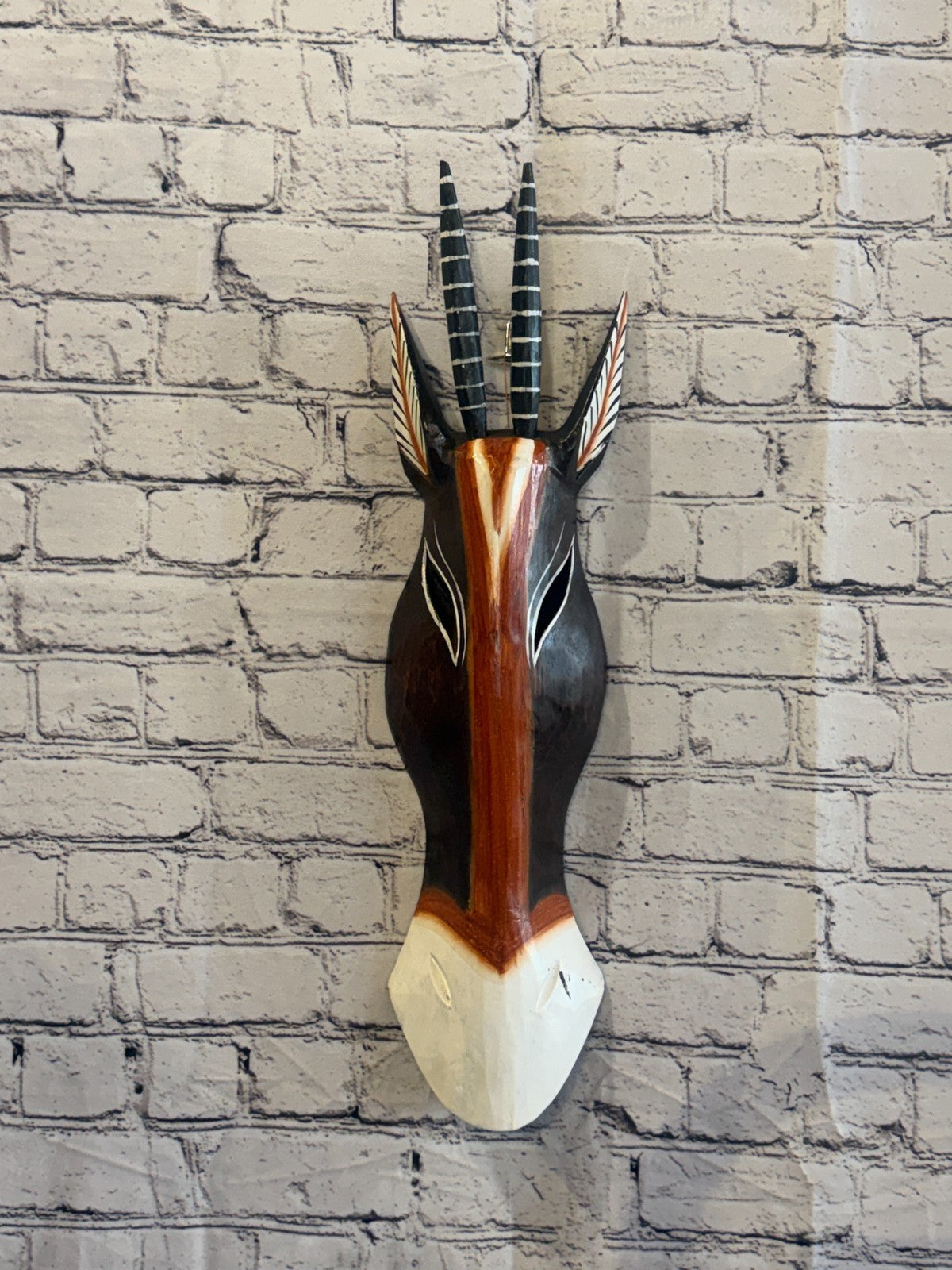 50cm Antelope Hand Carved Fair Trade Wooden Animal Wall Art Wall Hang Mask2