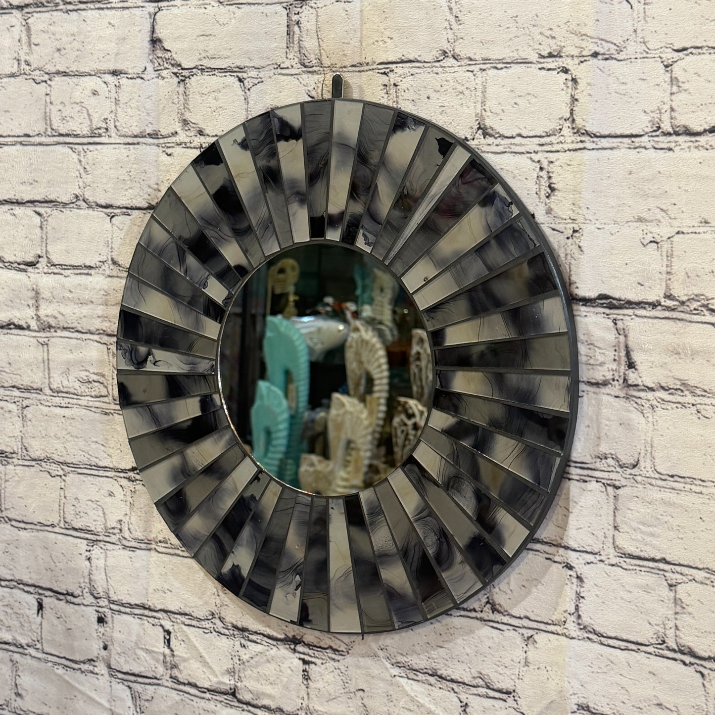 Grey Black Line Black Mosaic Tile Wall Mirror 40cm x 40cm 16 Inches Handmade1