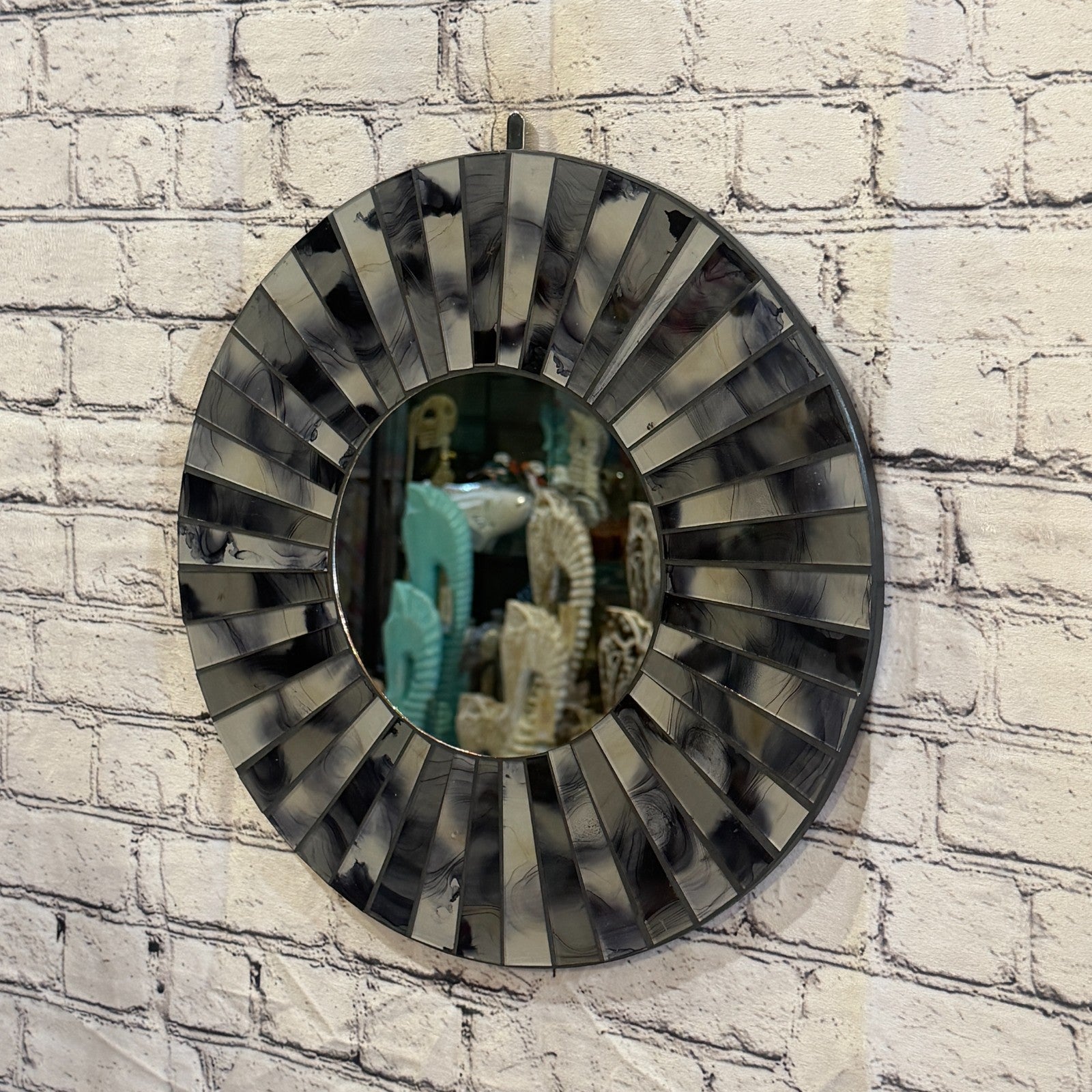 Grey Black Line Black Mosaic Tile Wall Mirror 40cm x 40cm 16 Inches Handmade1