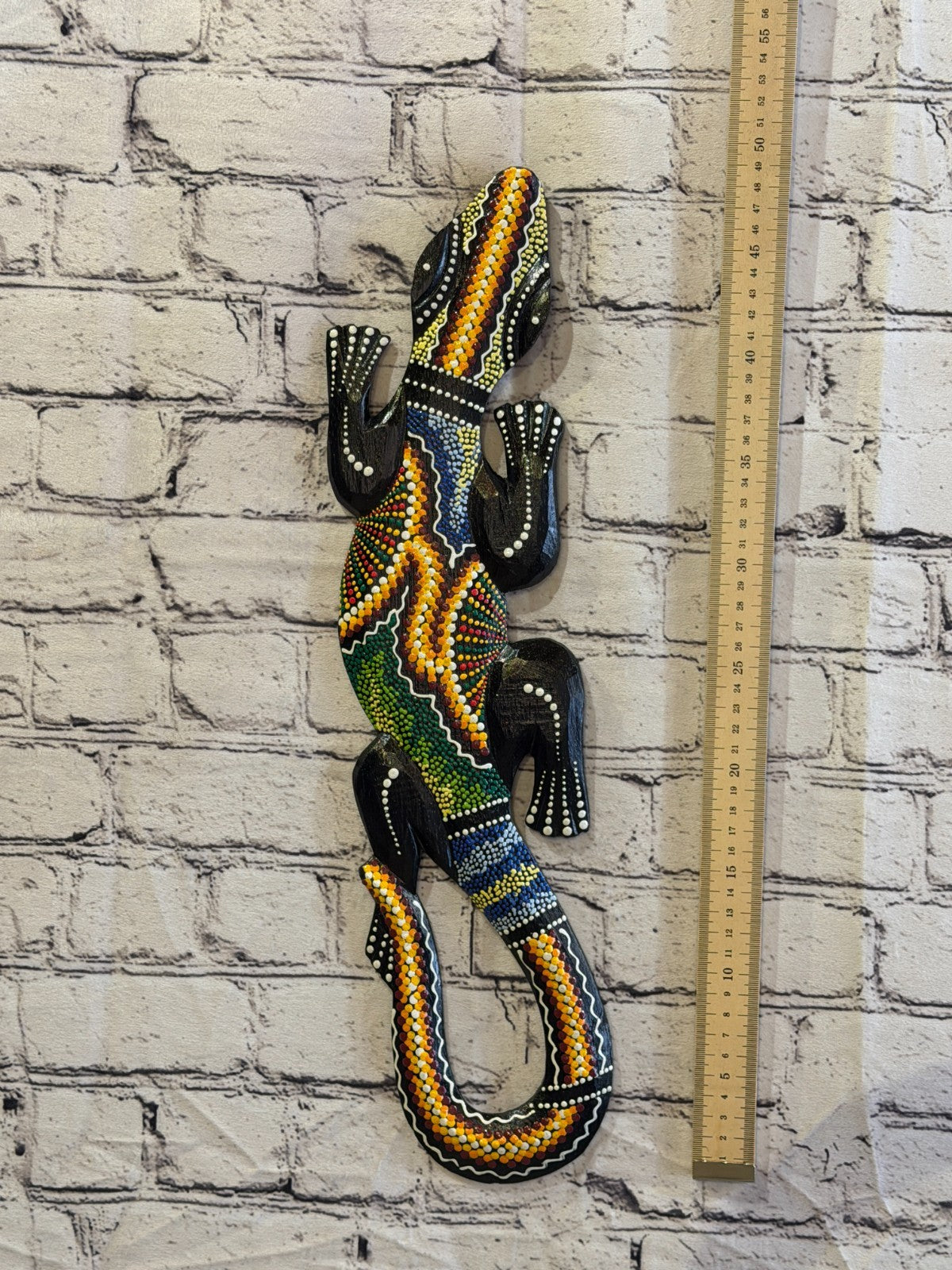 50cm Gecko Carved Wooden Dot Painted Ethnic Tribal Tiki Wall Art No 5 New4