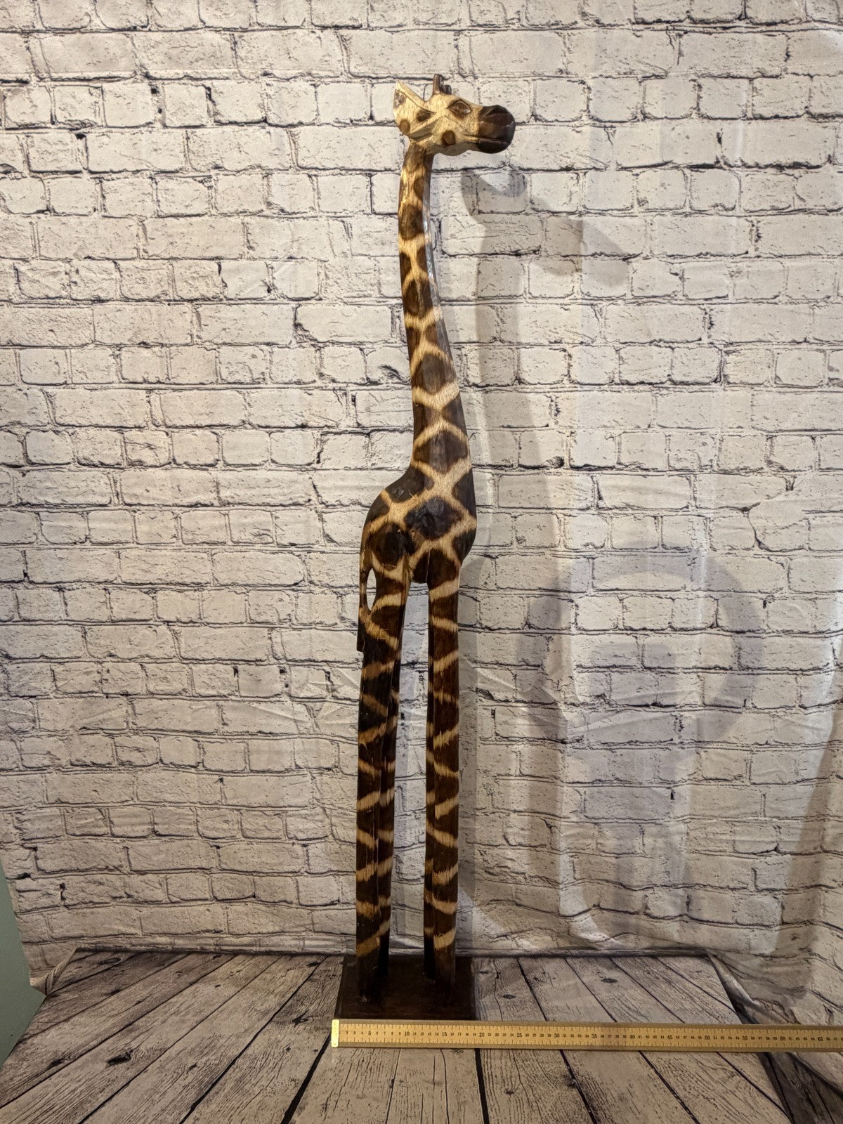 120cm Burnt Wooden Giraffe Standing Single Carved Solid Wood Giraffe Handmade6