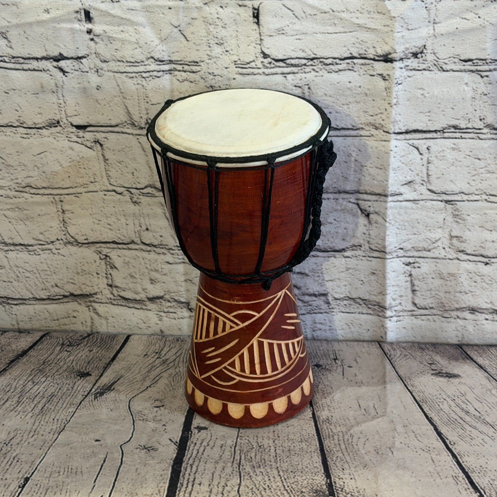 25cm Carved Djembe Drums Musical Instrument Hand Made Fair Trade Dot Painted0