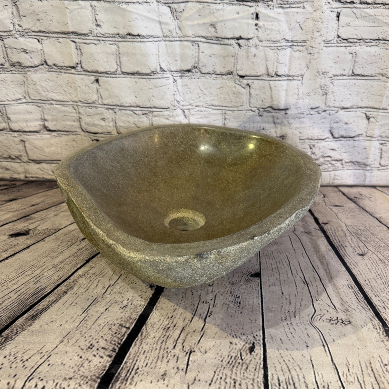 43cm x 36cm Wash Basin Bathroom Counter Top Washing River Stone Bowl Sink No 393