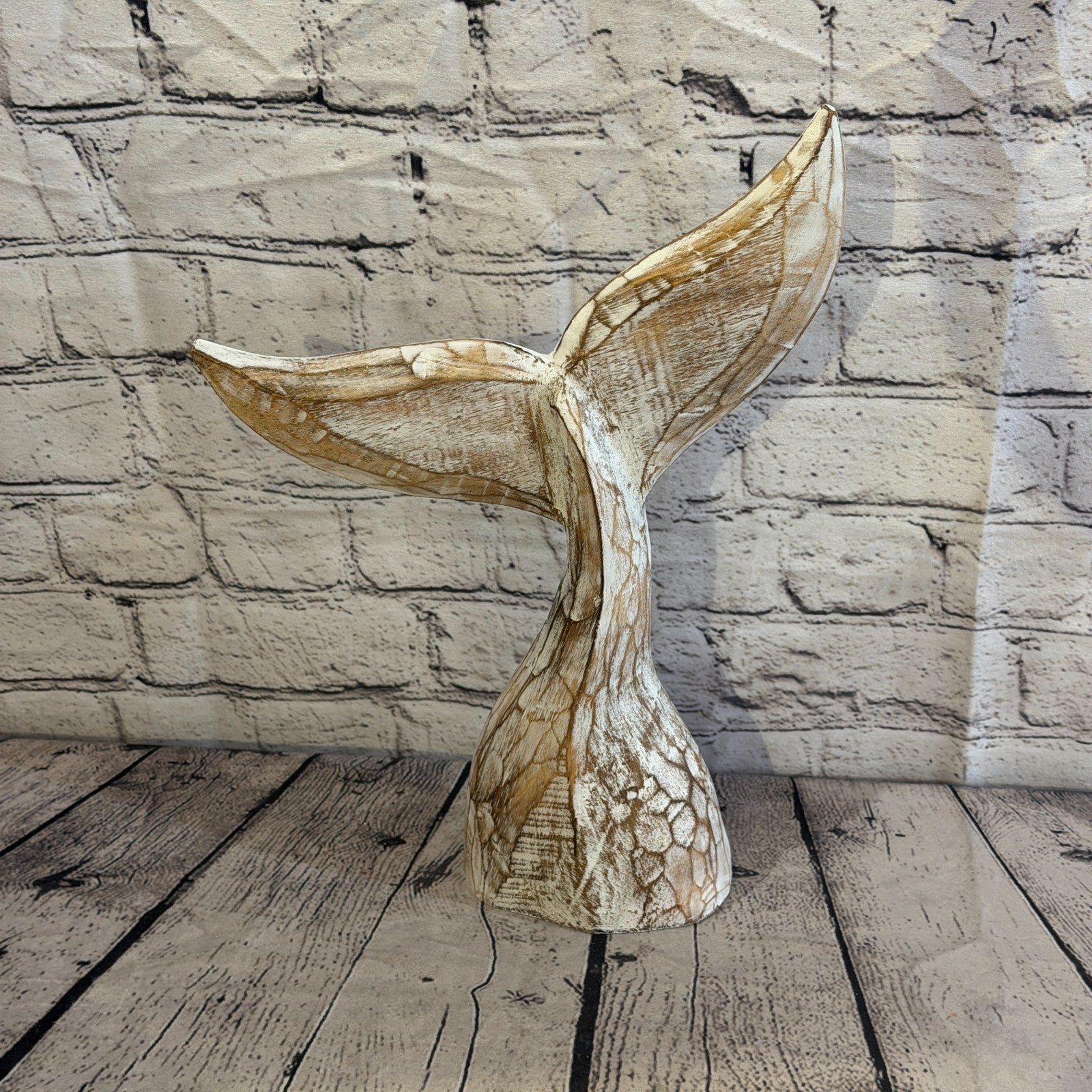 35cm x 35cm Whale Tail Brown Fish Wood Coastal Ocean Bathroom Decoration0