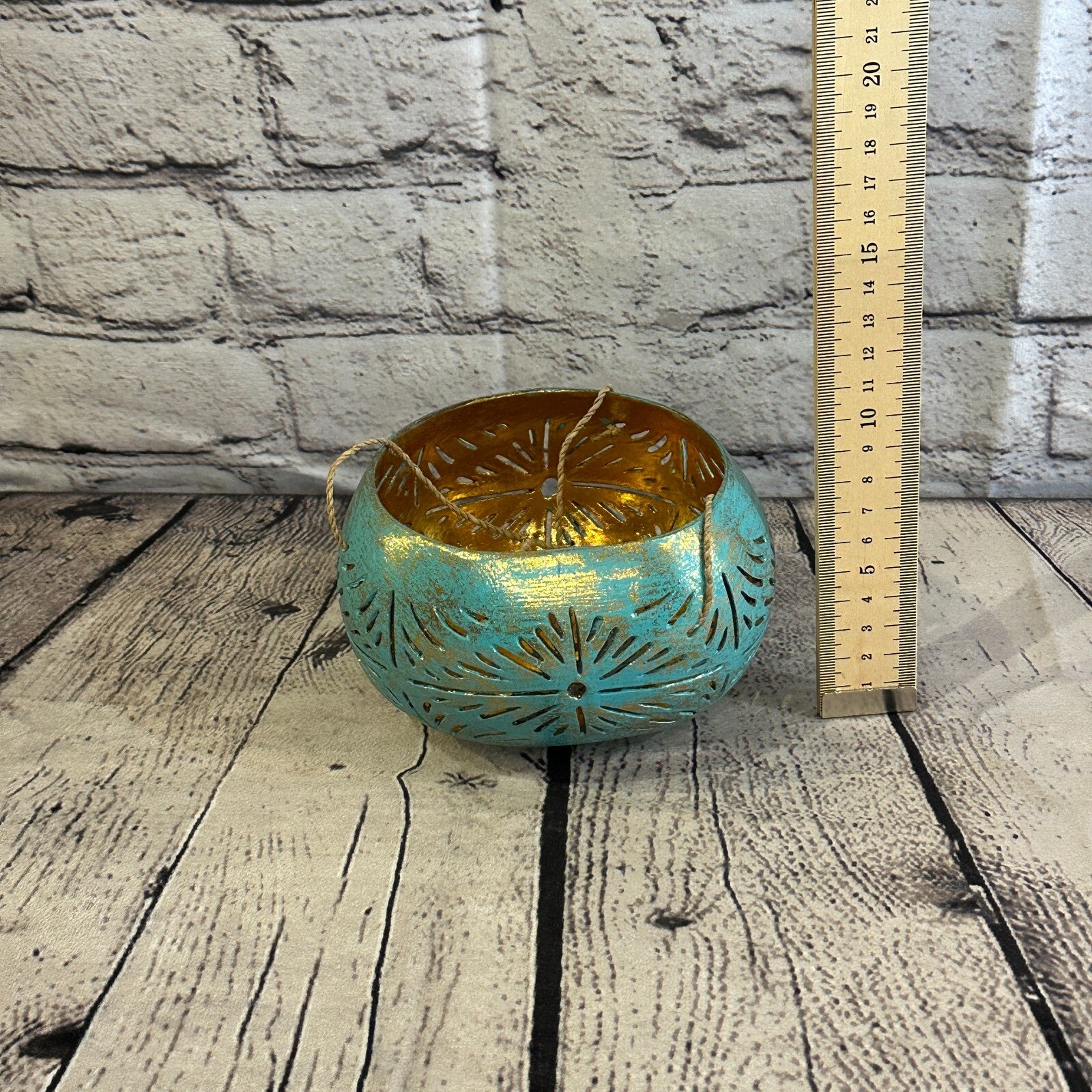 Blue Coconut Shell Hanging Basket Orchid Planter Balcony Decorative Vase Flower5