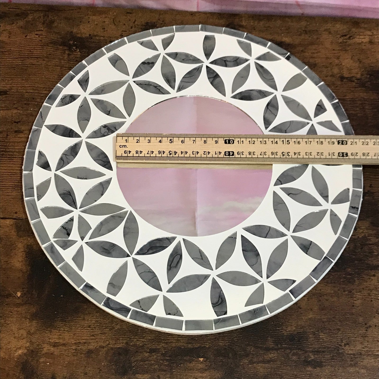 Grey Flower Mosaic Tile Wall Mirror 30cm x 30cm 12 Inches Handmade New5