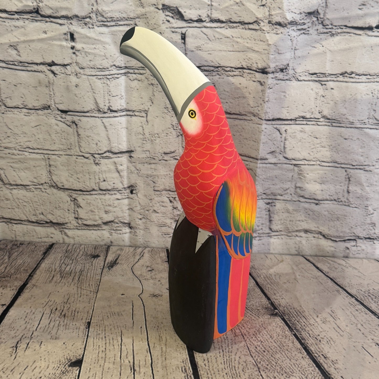 30cm Bright Red Toucan Bird Ornament Statue Fair Trade Hand Made Carved Wood3