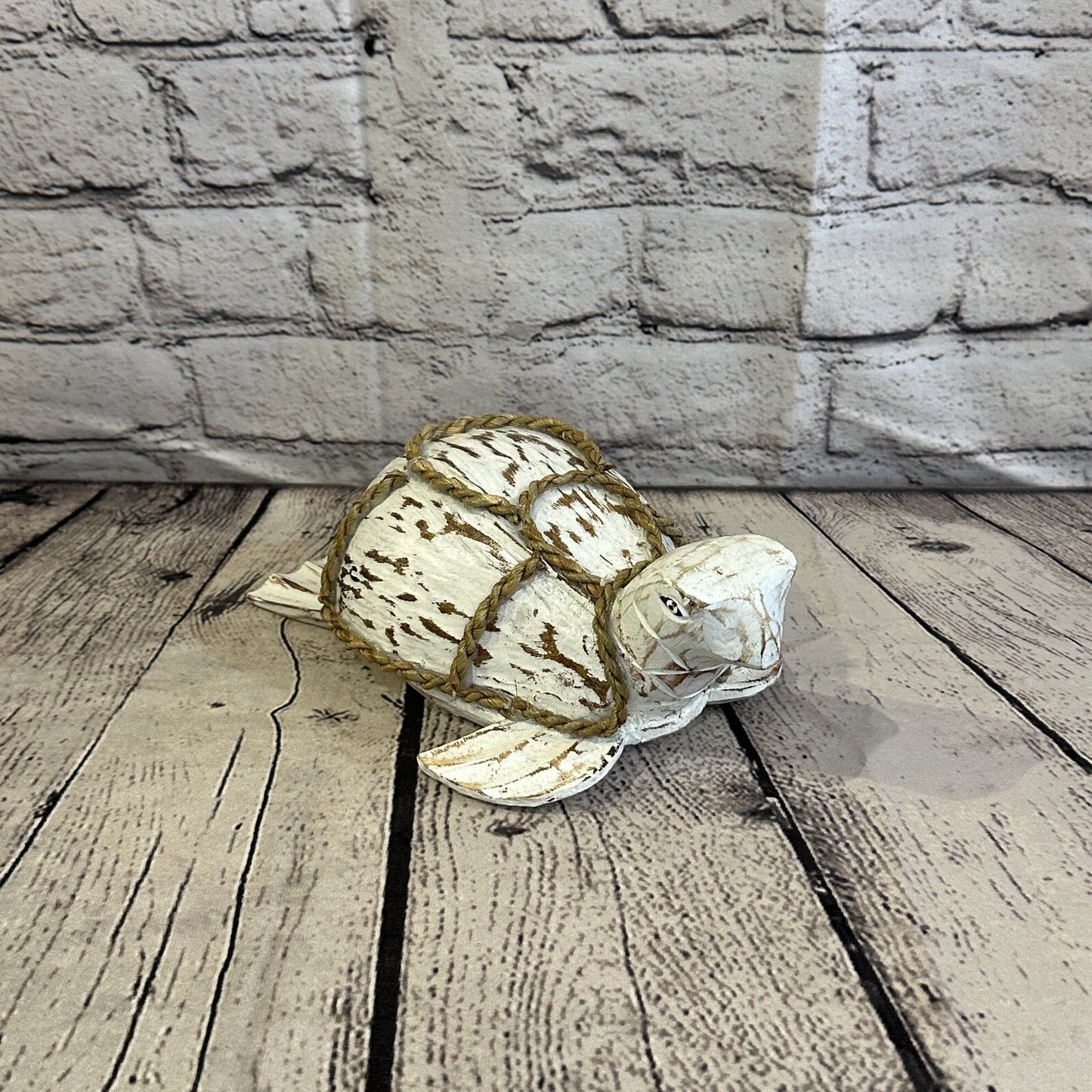 Plain White Folk Art Hand Painted Turtle Coconut Shell Ornaments Hanging Decor2