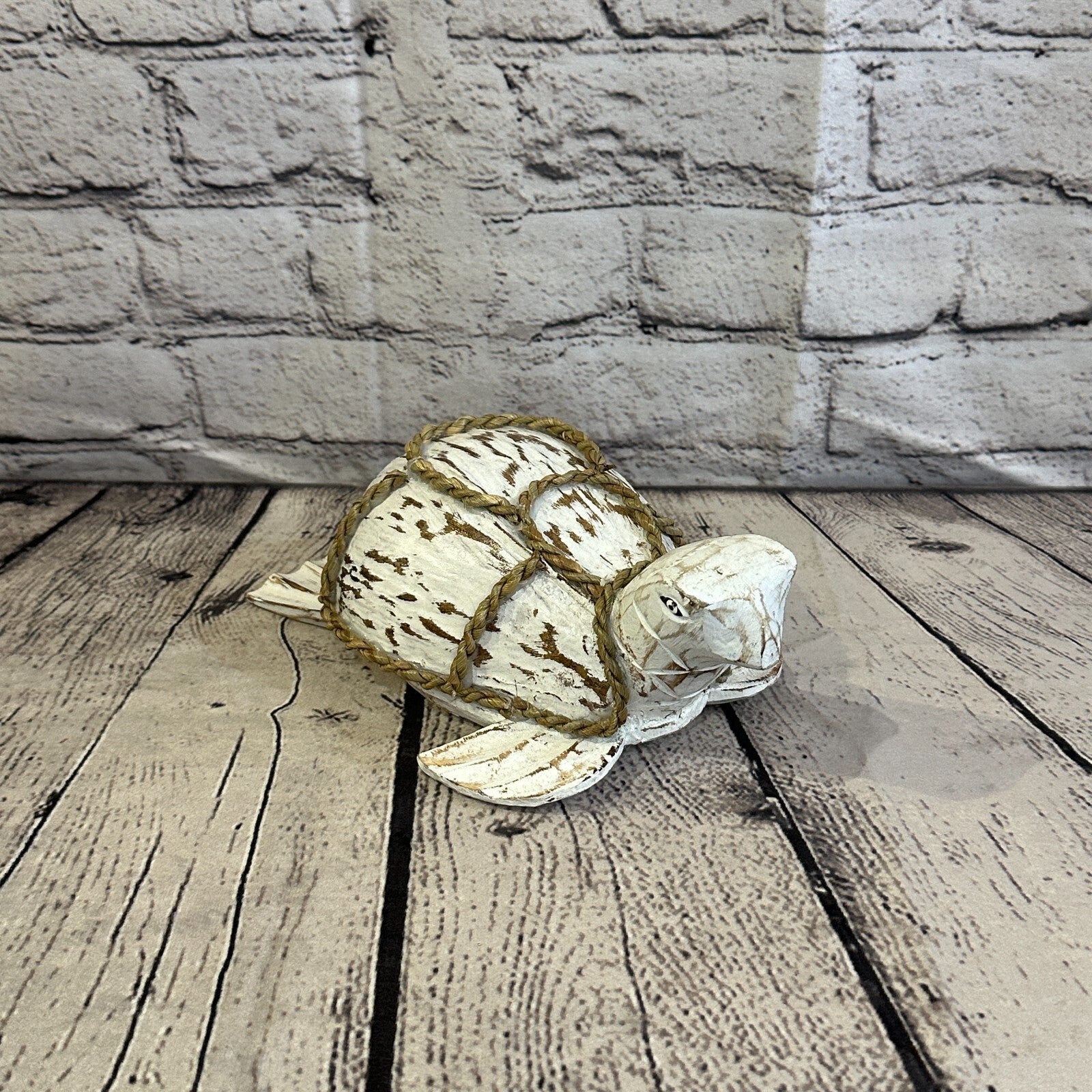 Plain White Folk Art Hand Painted Turtle Coconut Shell Ornaments Hanging Decor2