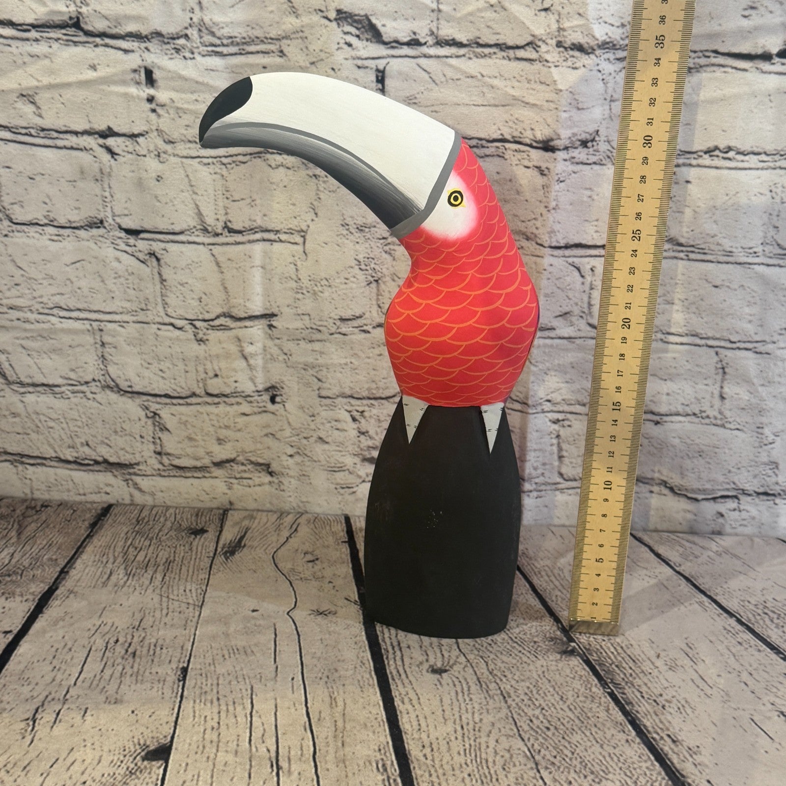 30cm Bright Red Toucan Bird Ornament Statue Fair Trade Hand Made Carved Wood5
