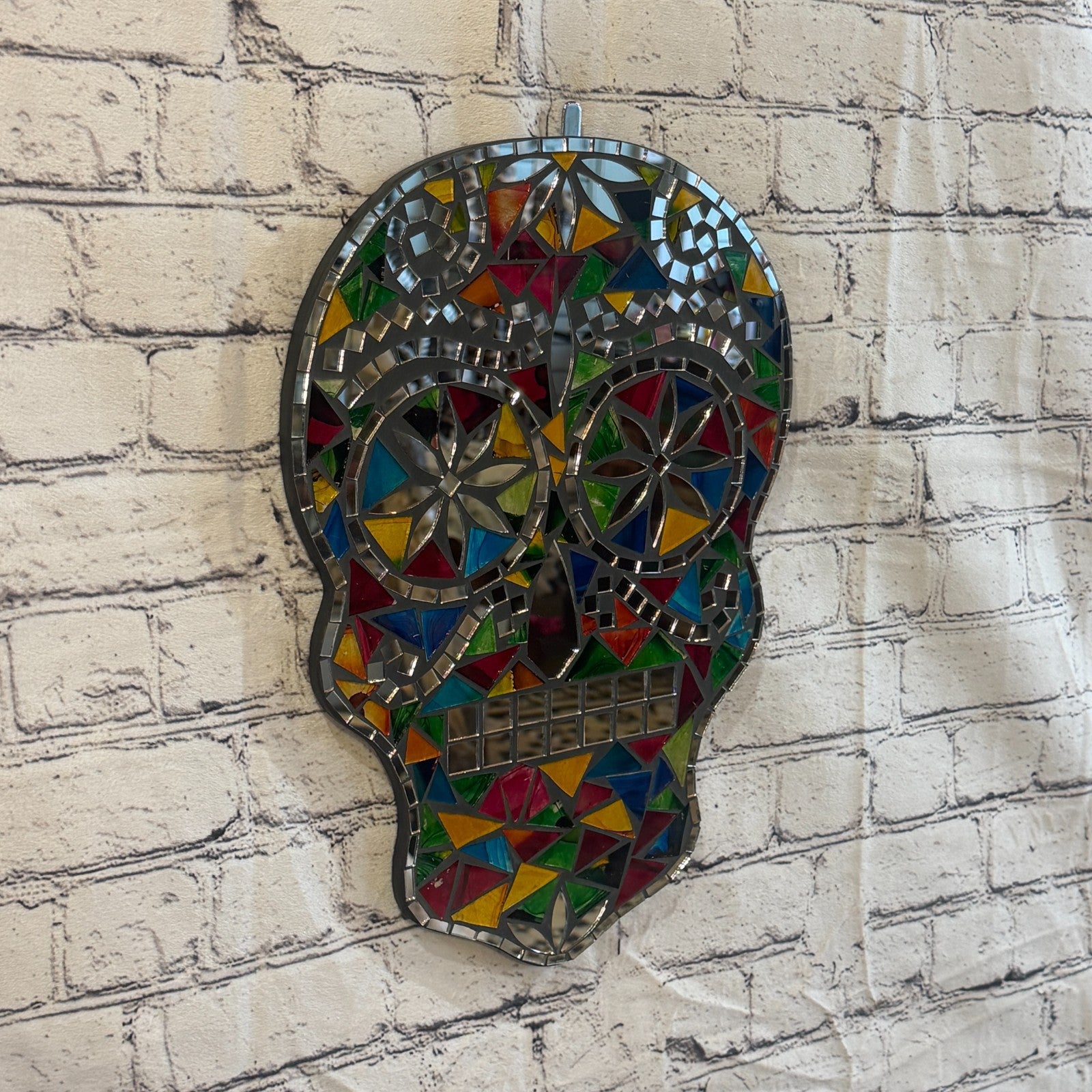 Rainbow Skull Mosaic Tile Wall Mirror 40cm x 28cm 16 Inches Handmade New1