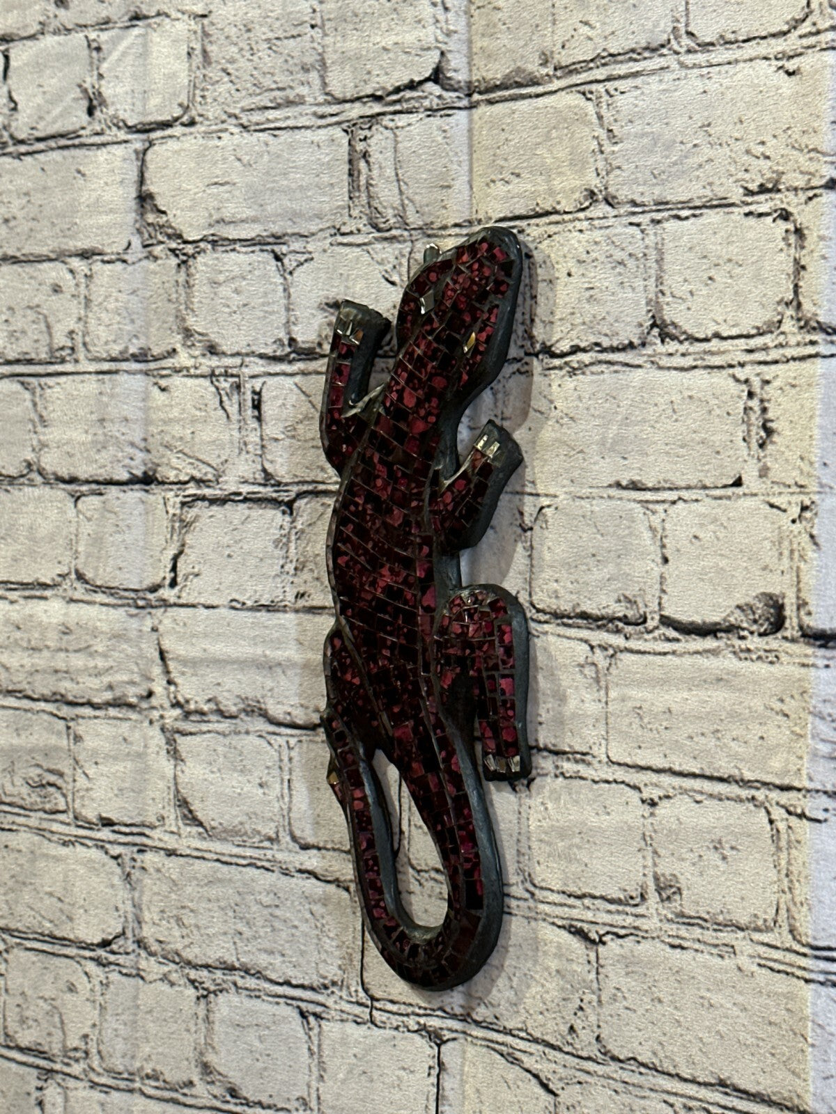 30cm Gecko Cherry Red Mosaic Wall Hanging Wooden Ornaments Wood Carving1