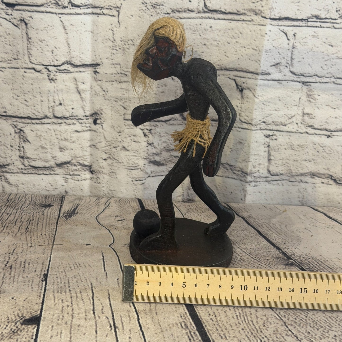 20cm Football Player African Tribal Warrior Man Figure Statue Wood Hand Carved6