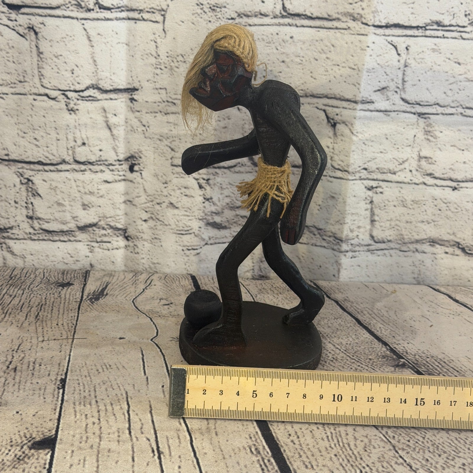 20cm Football Player African Tribal Warrior Man Figure Statue Wood Hand Carved6