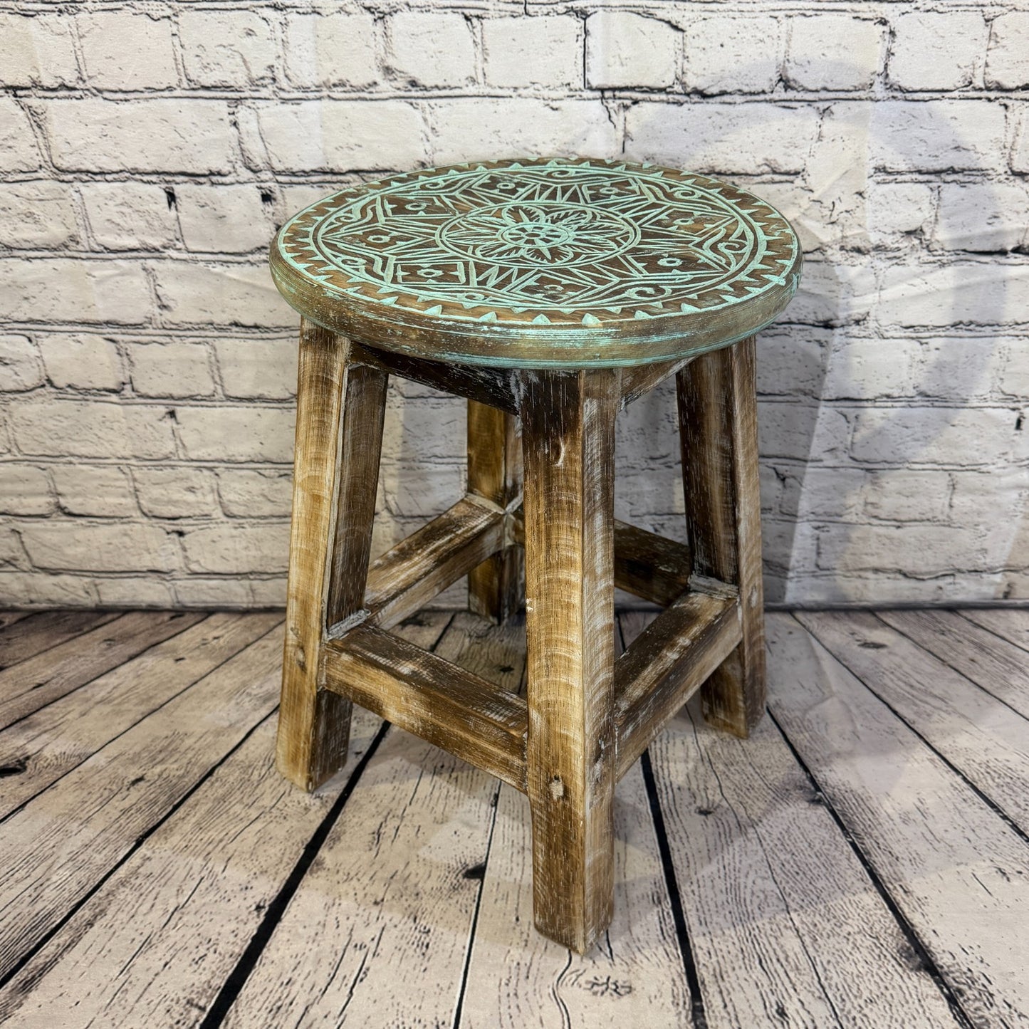 40cm x 30cm Green Stool Table Wooden Side Cabinet Living Hallway Furniture1