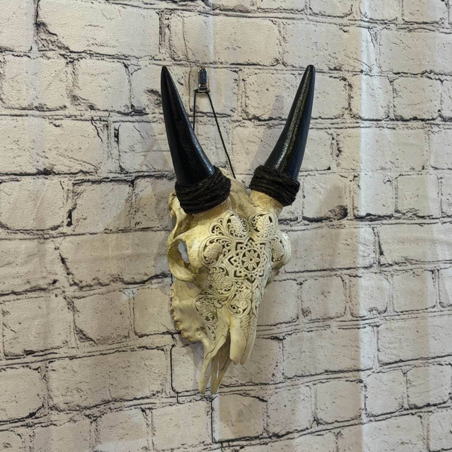 30cm Carved Buffalo Ram Wild Replica Skulls Wall Hanging Carved Stand Design 50