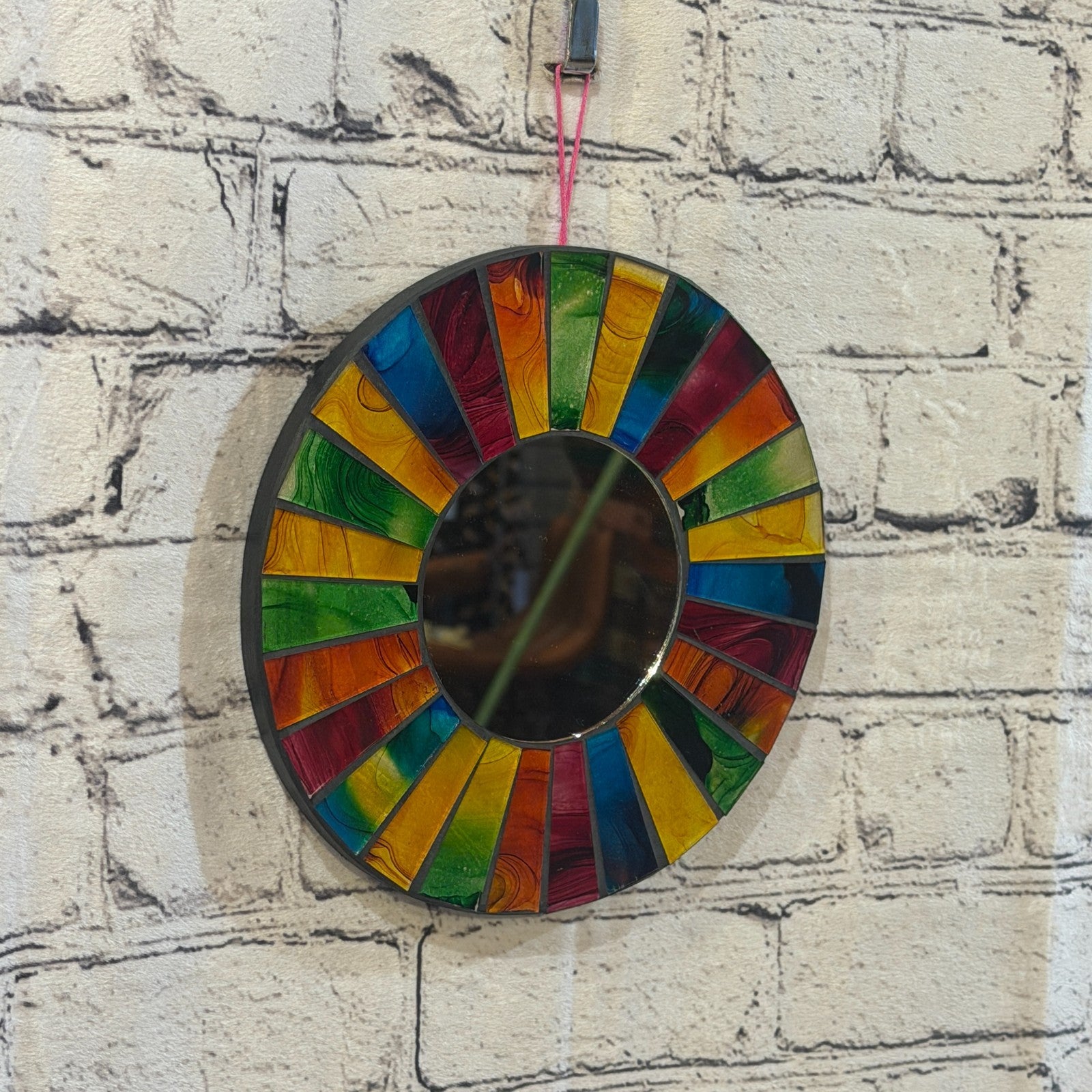 Rainbow Line Black Mosaic Tile Wall Mirror 20cm x 20cm 8 Inches Handmade0