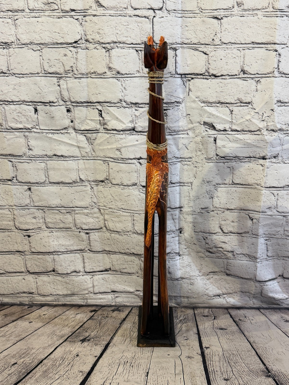 60cm Brown Wooden Giraffe Standing Single Carved Solid Wood Giraffe Handmade4