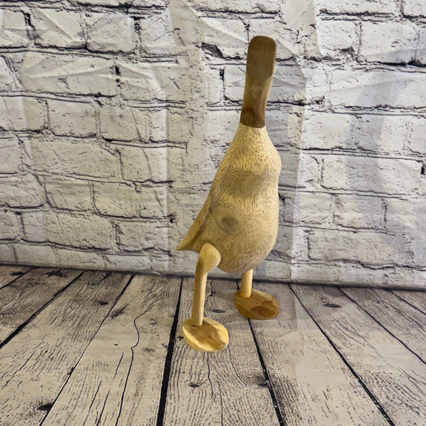 Looking Right 40cm Tall Wooden Smooth Duckling Baby Duck Bamboo Root Fairtrade2