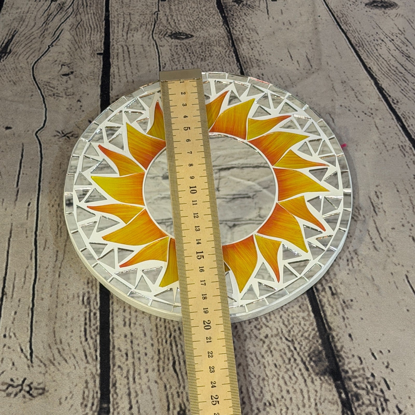 Orange Sun Flame Mosaic Tile Wall Mirror 20cm x 20cm 8 Inches Handmade4
