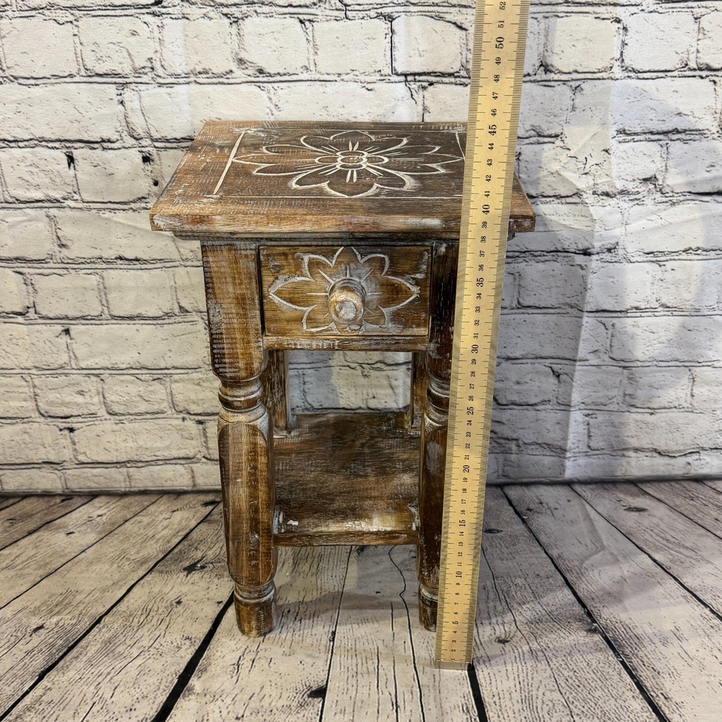 40cm x 27cm Brown Table  Wooden Side Cabinet Living Hallway Storage Furniture5