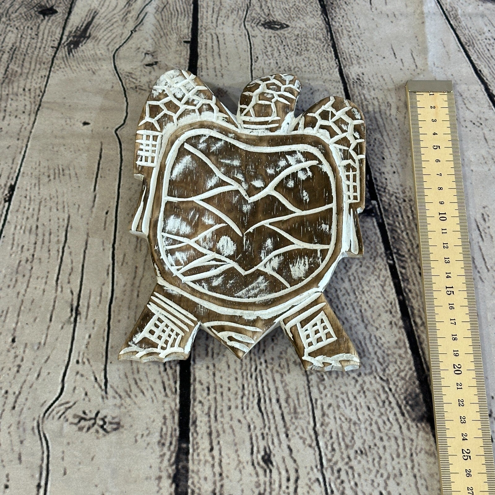 20cm Brown Sea Turtle Bowl Trinket Dish Decoration Designer Mask Wooden Handmade5