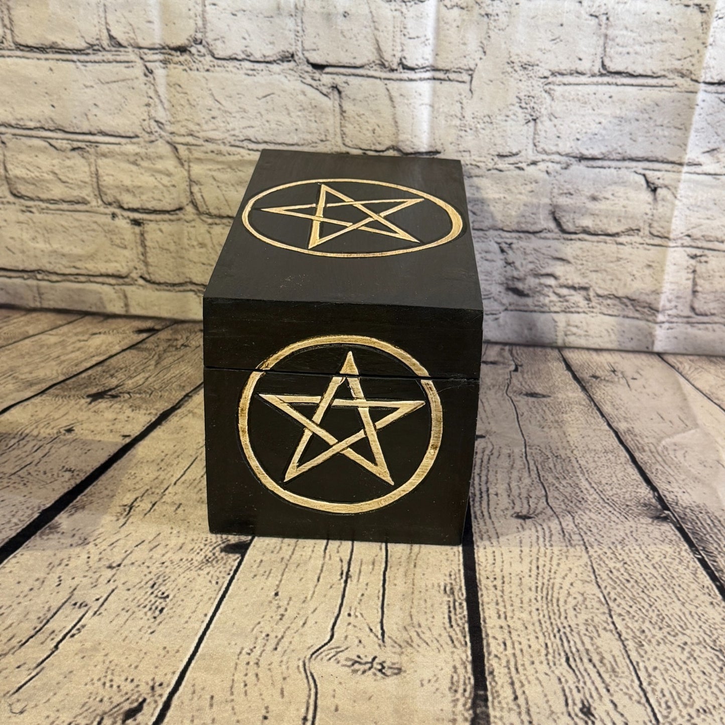 24cm x 14cm x 14cm Wood Gothic Pentagram Skull Coffin Jewellery Trinket Box3