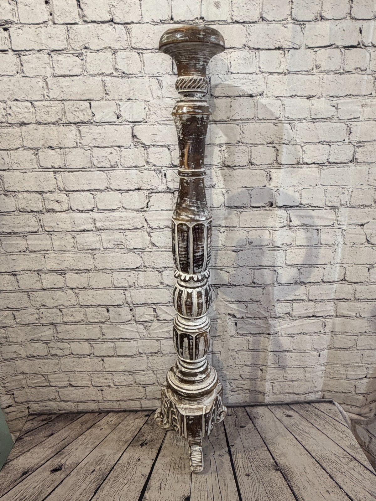100cm x 18cm Brown Regal Wooden Vintage Style Candle Stand Shabby Pillar Holders0