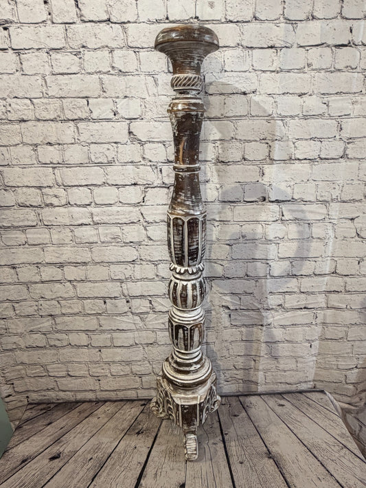 100cm x 18cm Brown Regal Wooden Vintage Style Candle Stand Shabby Pillar Holders0