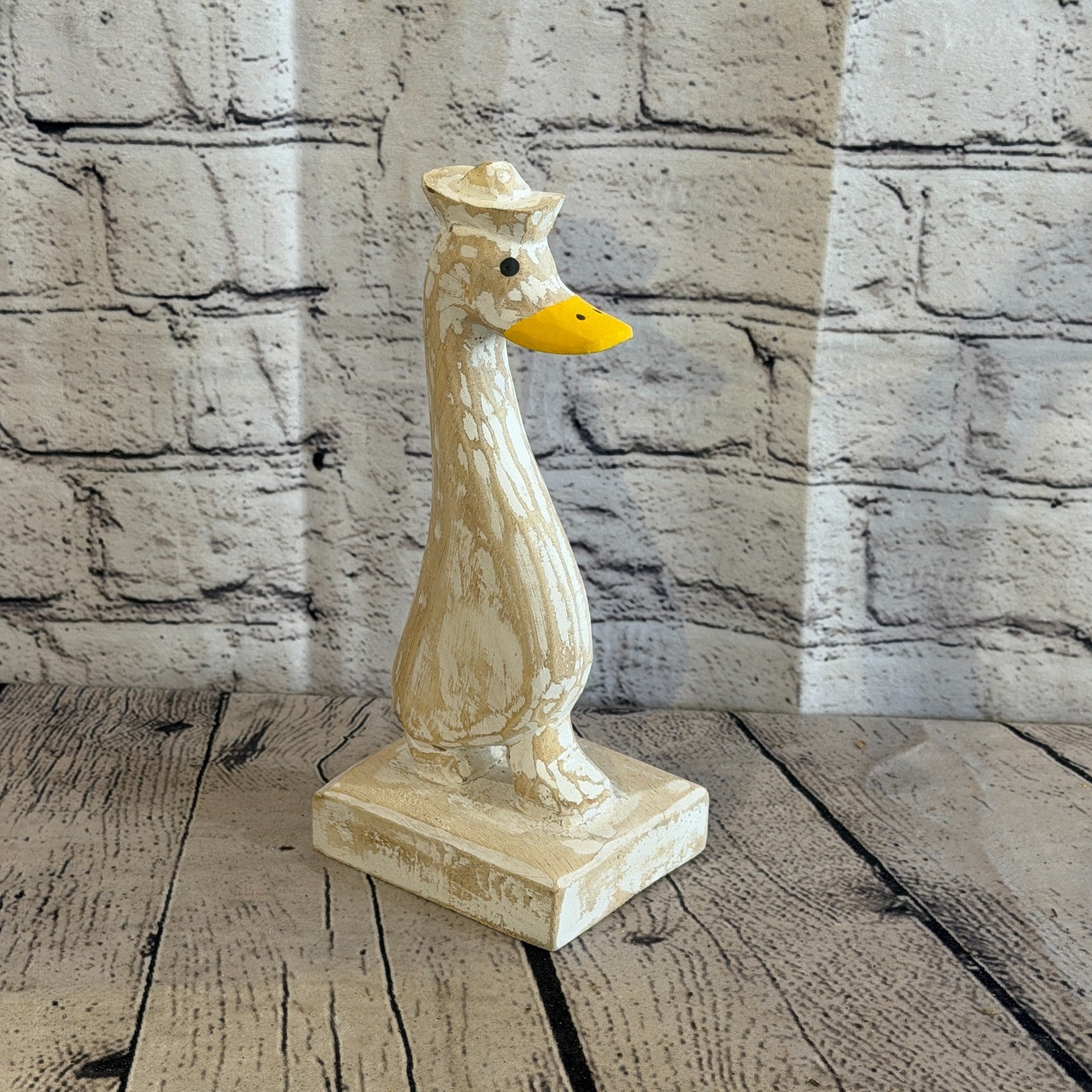 Looking Forward 24cm Tall Wooden White Duckling Baby Duck Shabby Wood Fairtrade2