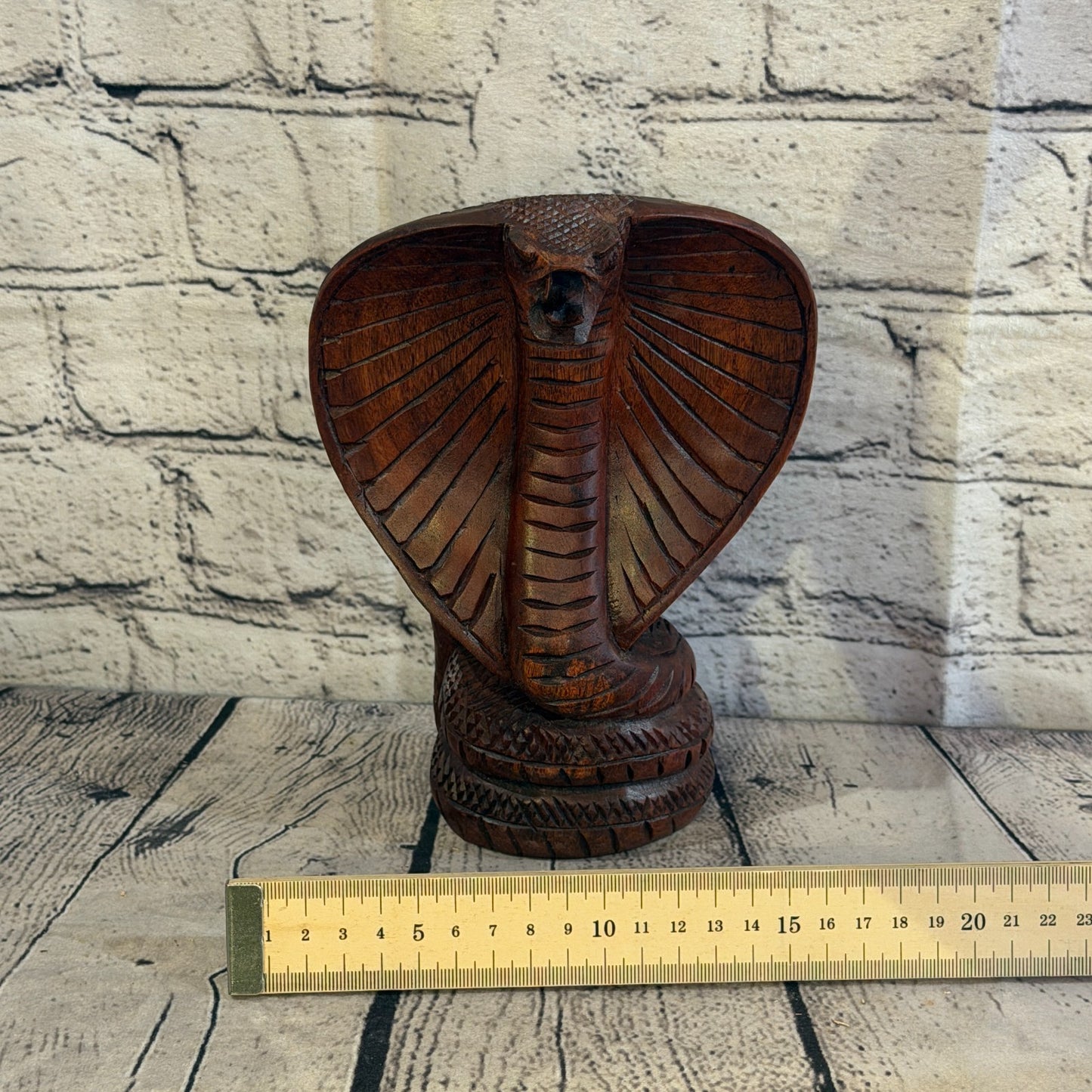 20cm x 12cm Wooden Cobra Exquisite Detailing Snake Ornament Hand Carved6